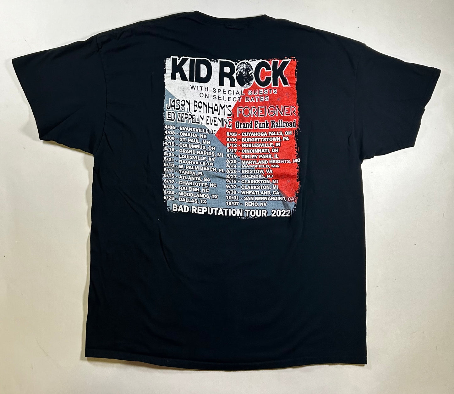 Kid Rock Bad Reputation Tour 2022 Music Rock Band Parking Lot Tee 24.5x31 Inches 2XL/XL Fit