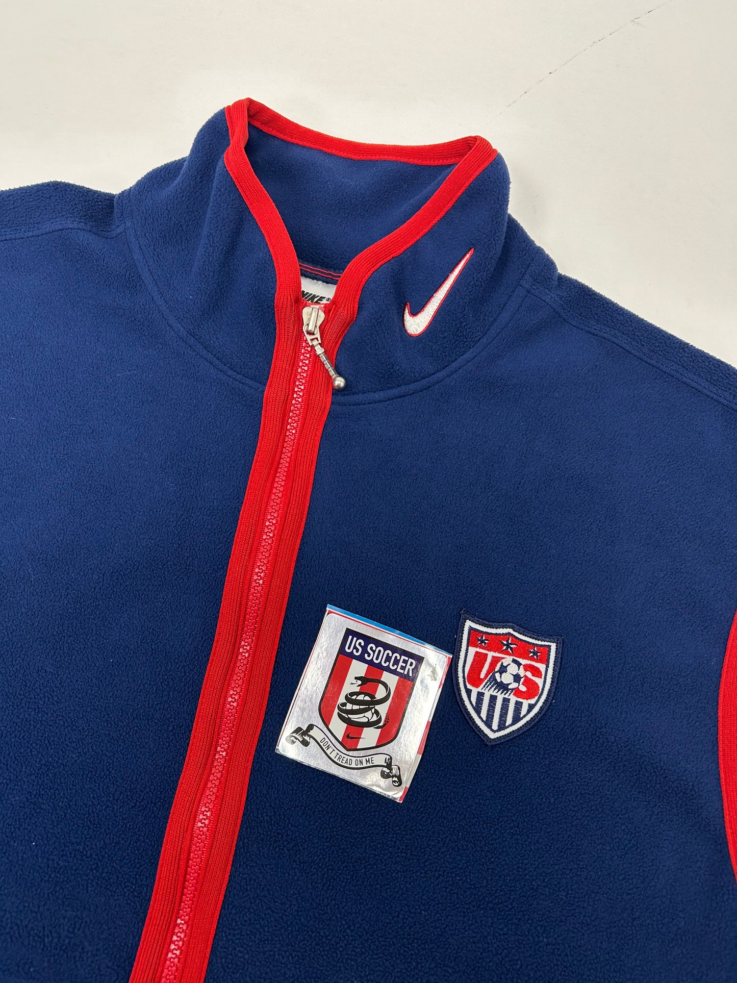 Vintage Nike USA Soccer Team Vest XL Blue Red Fleece Swoosh With USA Sticker