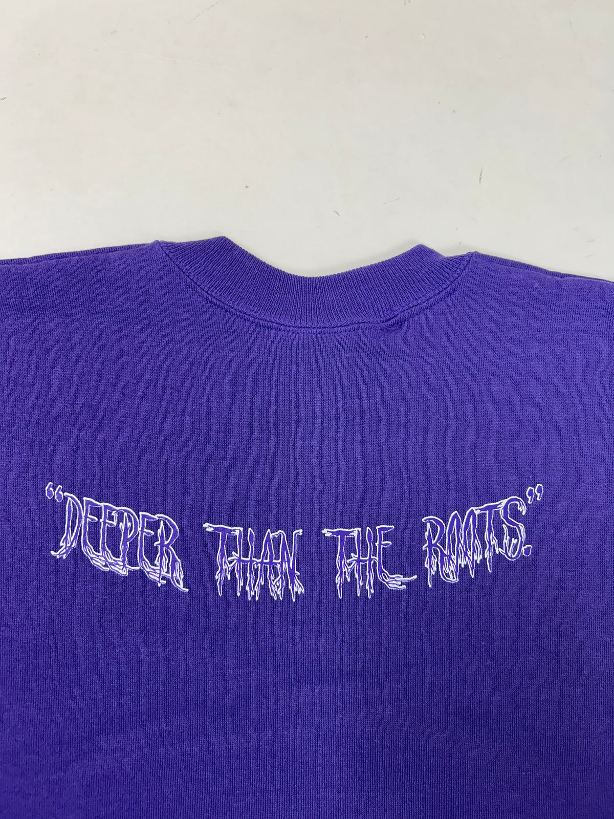 Edgewood New Jersey Deeper Than The Roots Crewneck Sweatshirts Hanes Activewear Tag 50/50 Blend USA/Mexico M/L Fit 23.5x27.5 Inches Purple
