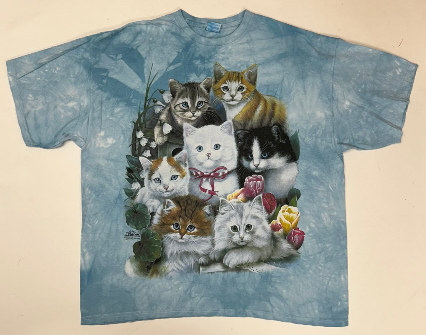 Vintage 2000s The Mountain Jenny Newland Cats Graphic Tee 2XL Tie-Dye 25.75x29.75 Inches