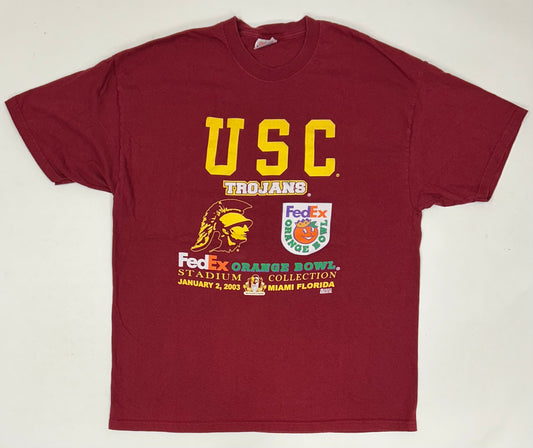 Vintage USC Trojans 2003 FedEx Orange Bowl Championship College Football Tee XL.