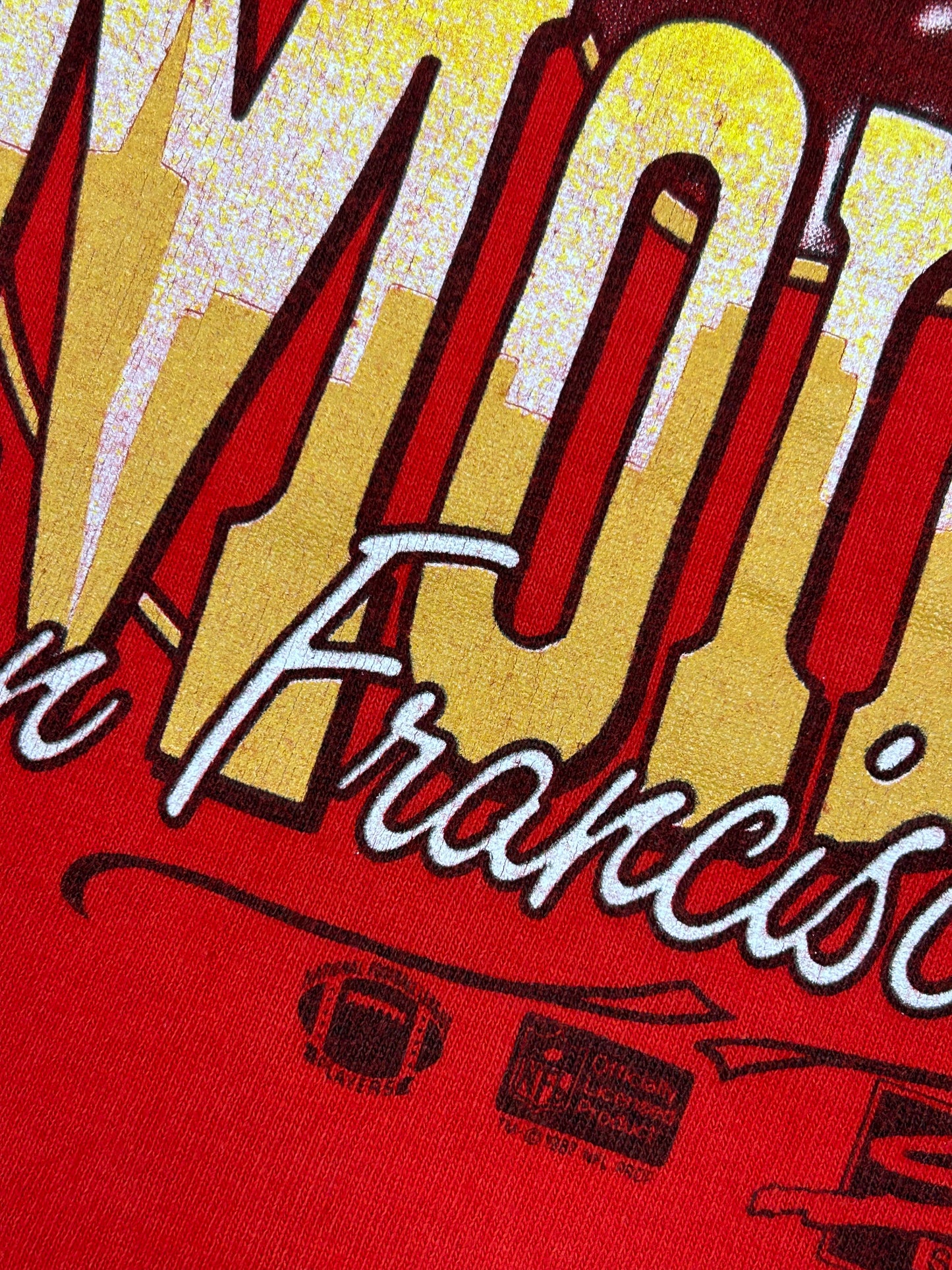 Vintage San Francisco 49ers Joe Montana Salem Sportswear NFL 1990 Graphic Large 21.25x29.75 Inches