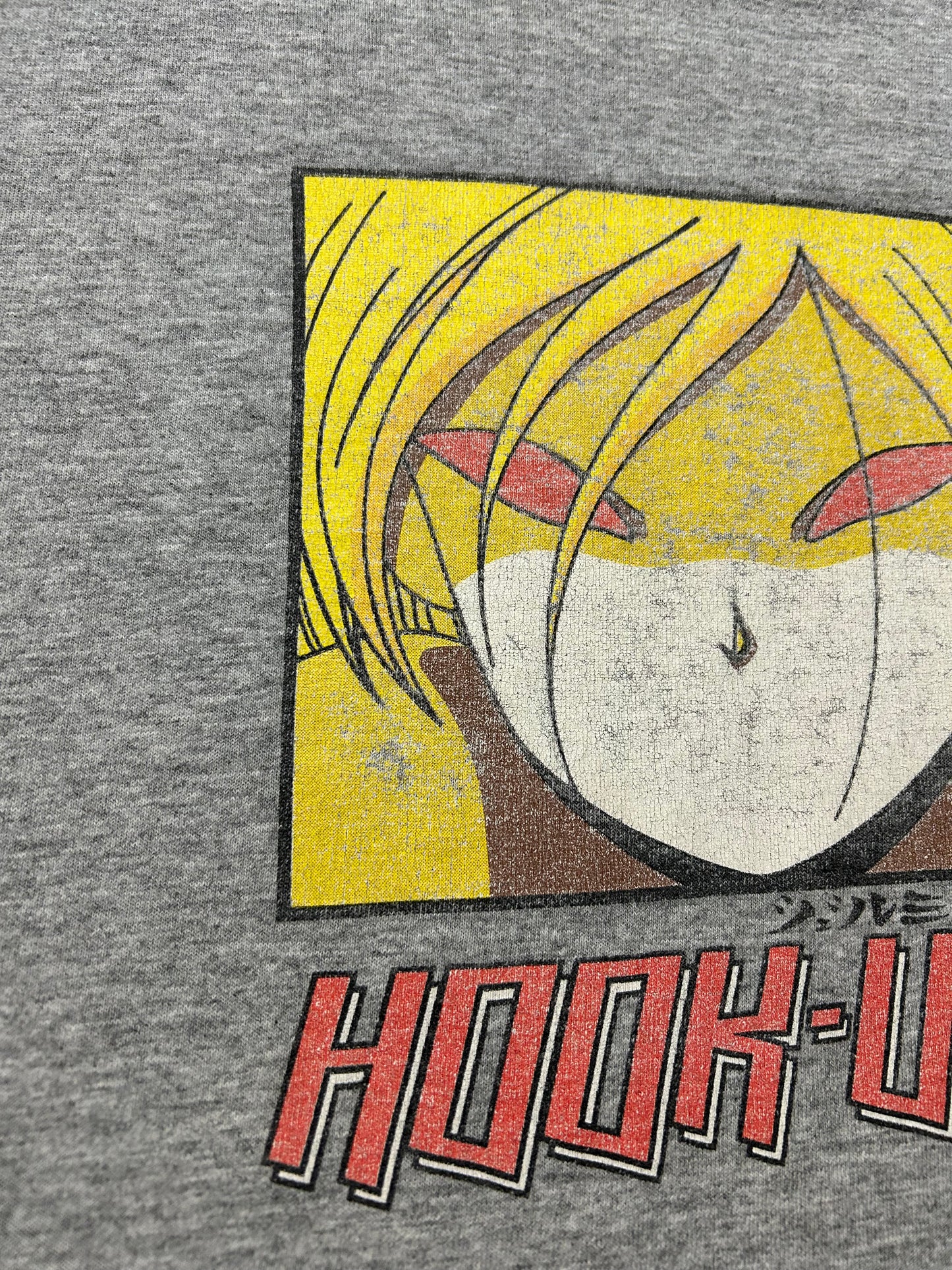 Vintage Hook-Ups Red Eyes Graphic Skate Tee Jeremy Klein Anime Big Gold Iczer-1 Perfectly Worn In & Faded XL 23x29 Inches