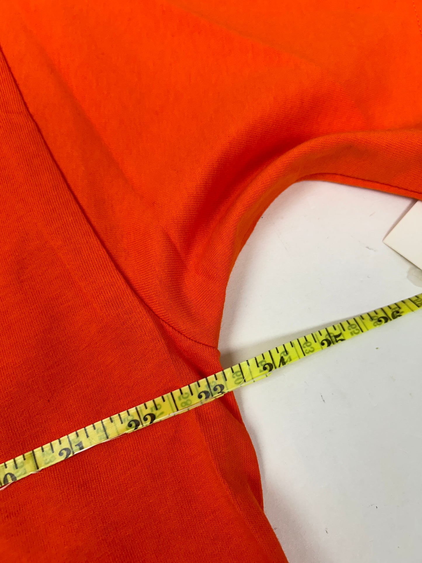 Edgewood NJ first edition “Deeper Than The Roots.” Tee XL 23.25x32.25 Inches 90s Russell Athletic USA Made 100% Cotton In Orange