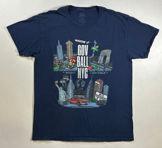 Governors Ball NYC 2021 Tour Shirt Billie Eilish Post Malone A$AP Rocky Medium 20.25x27 Inches