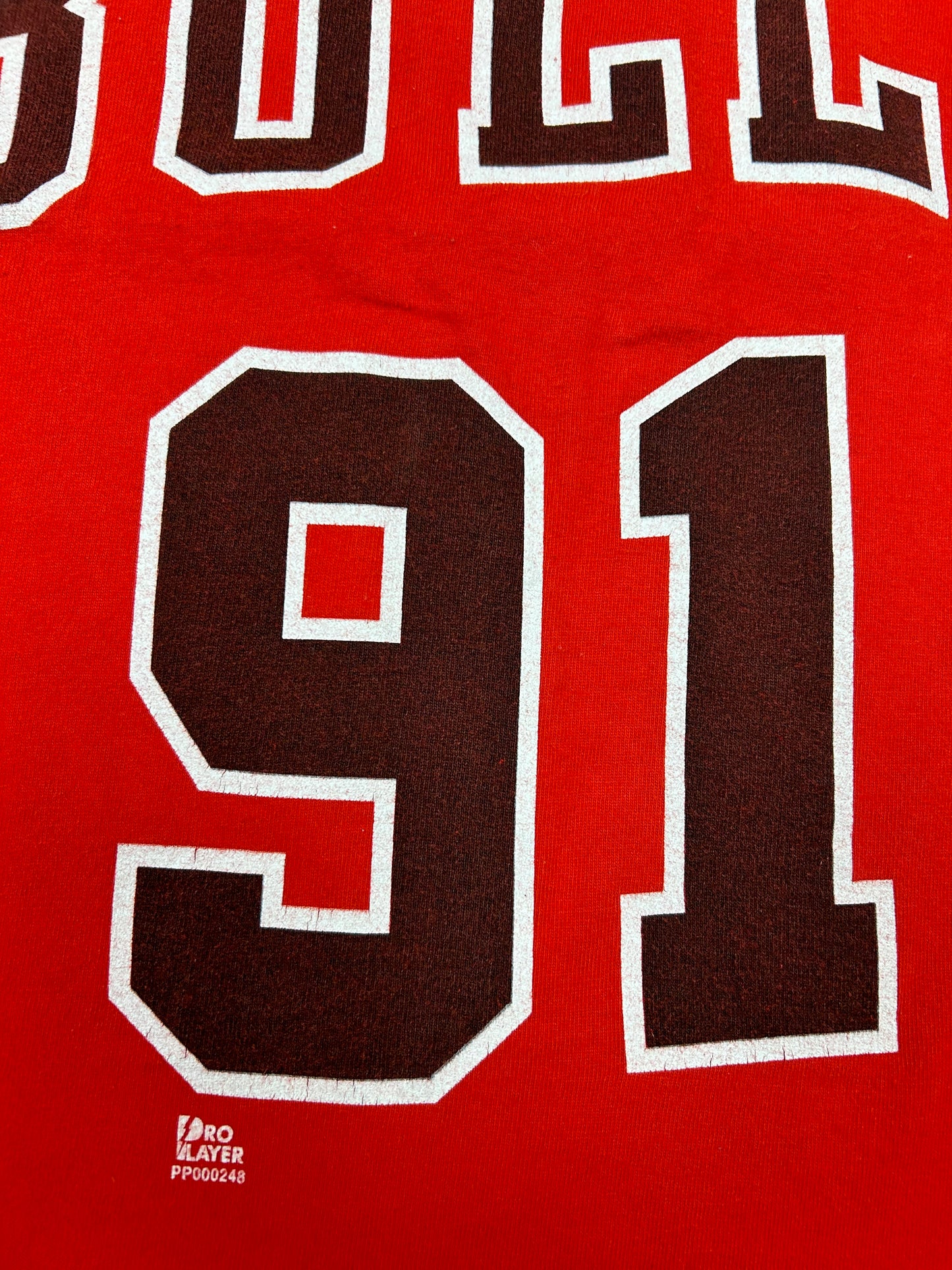Vintage Pro Player Dennis Rodman Chicago Bulls Jersey Shirt Graphic T Shirt XL/2XL Fit 24.75x30.75 Inches