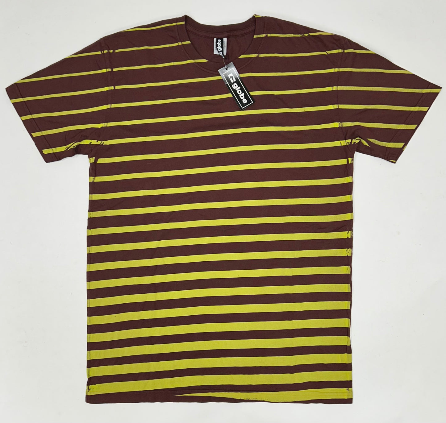 Vintage Globe Shoes Skateboarding Down Stripe Slim Fit Skate Tee New With Tag Tagged XL Can Fit Large Slimmer Style Fit 22.25x31.75 Inches