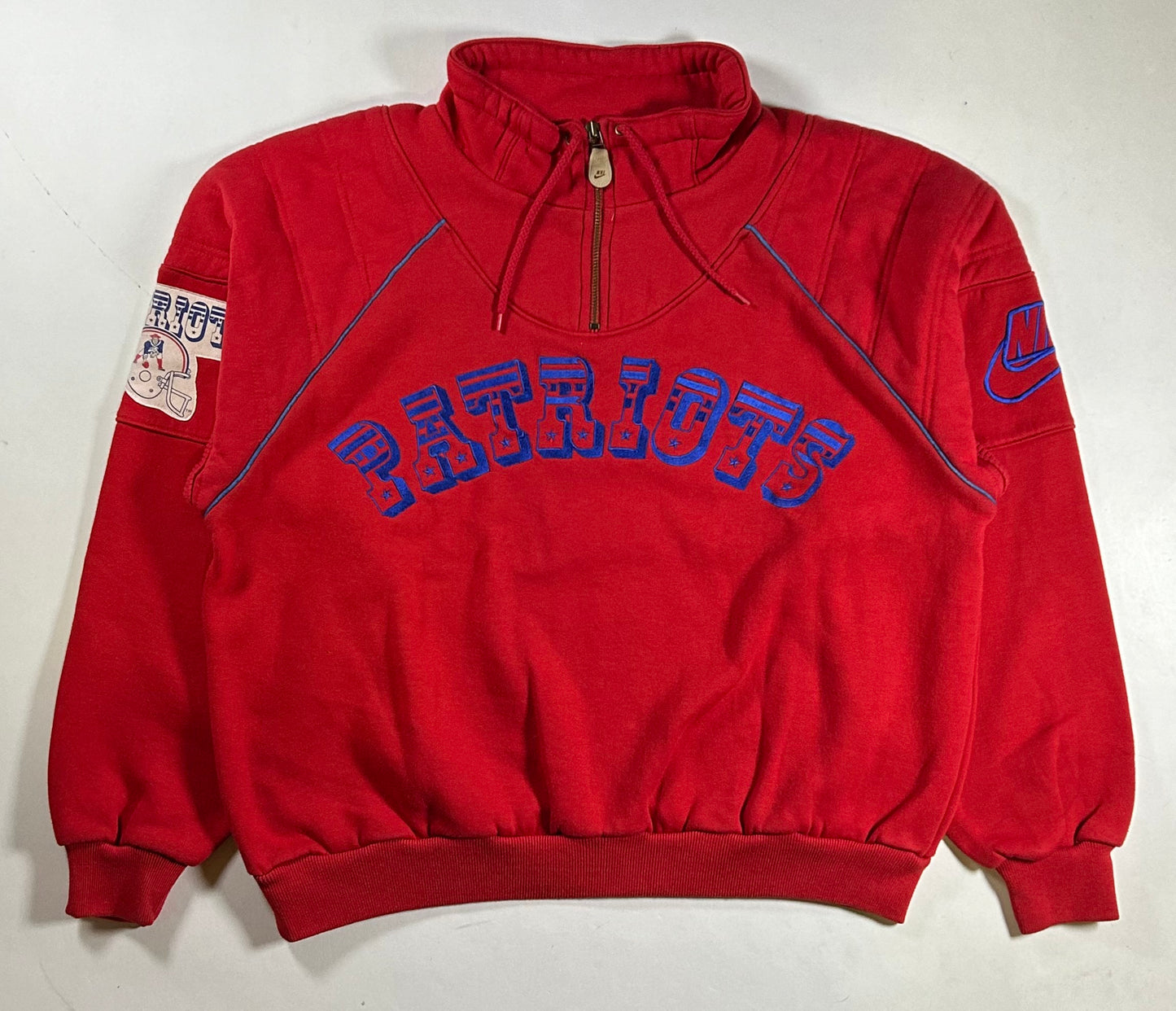 Vintage Nike NFL Quarter Zip Jacket New England Patriots Large 25.75x25.75 90s