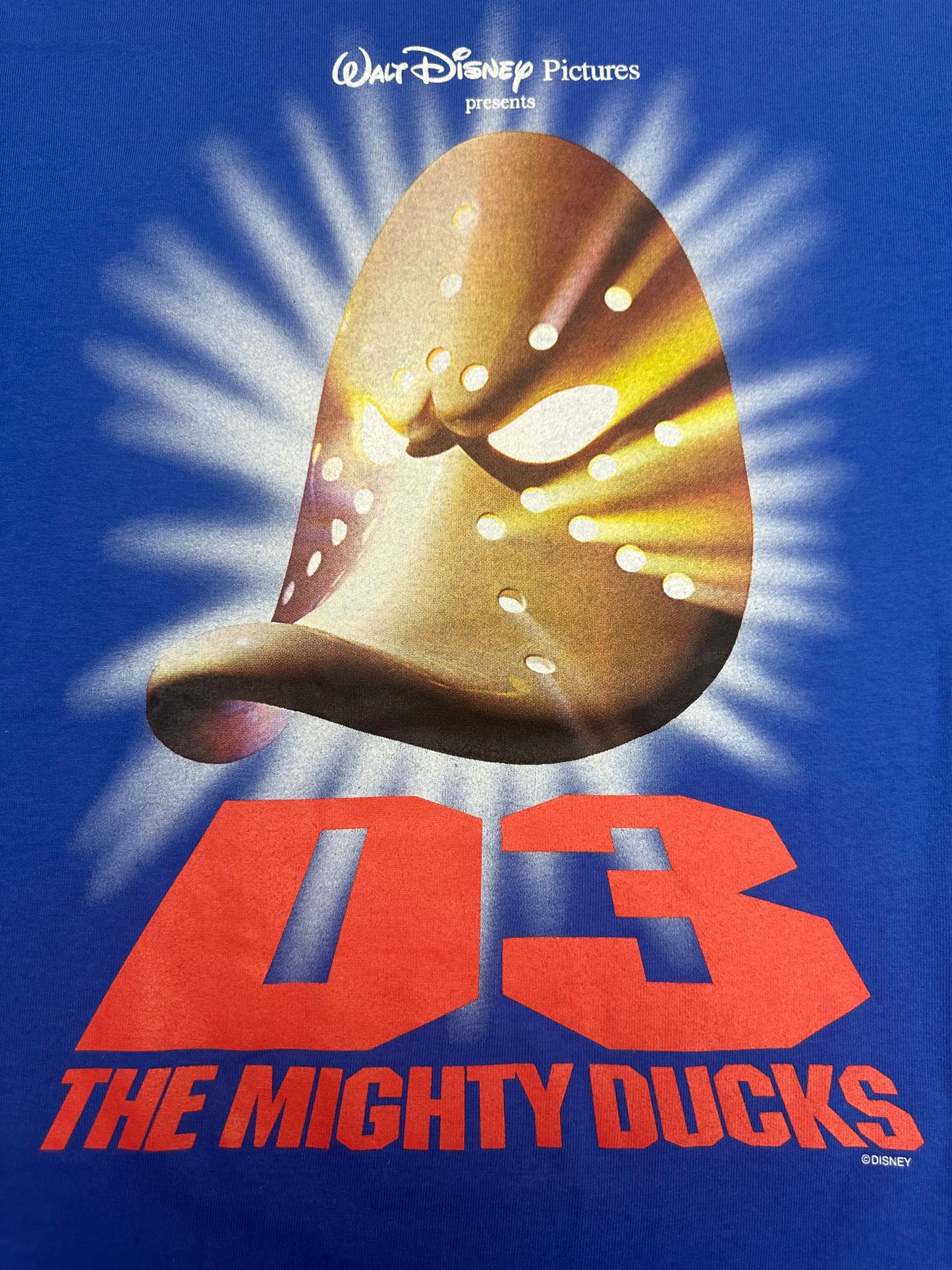 Vintage 1996 Disney The Mighty Ducks D3 Movie Promo Tee Large 21.75x31 Inches Blue Rare Hockey