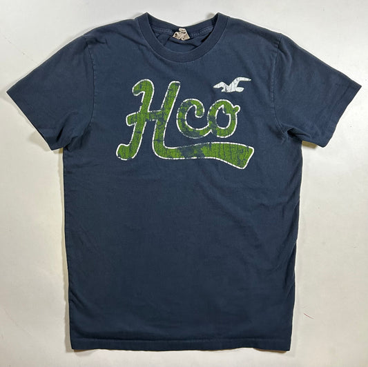 Hollister HCO T-Shirt Blue Short Sleeve Logo Surf Y2K 2000s Medium 19.75x27.75 Inches