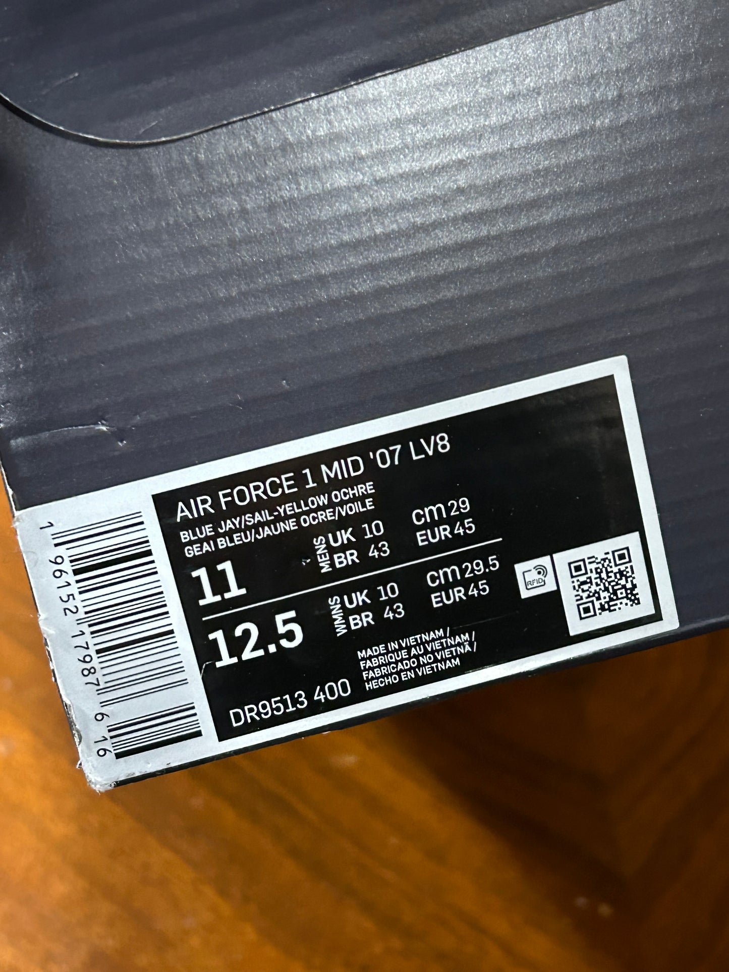 2022 Nike Air Force 1 '07 LV8 Mid 40th Anniversary Blue Jay Size 11 Brand New With Box