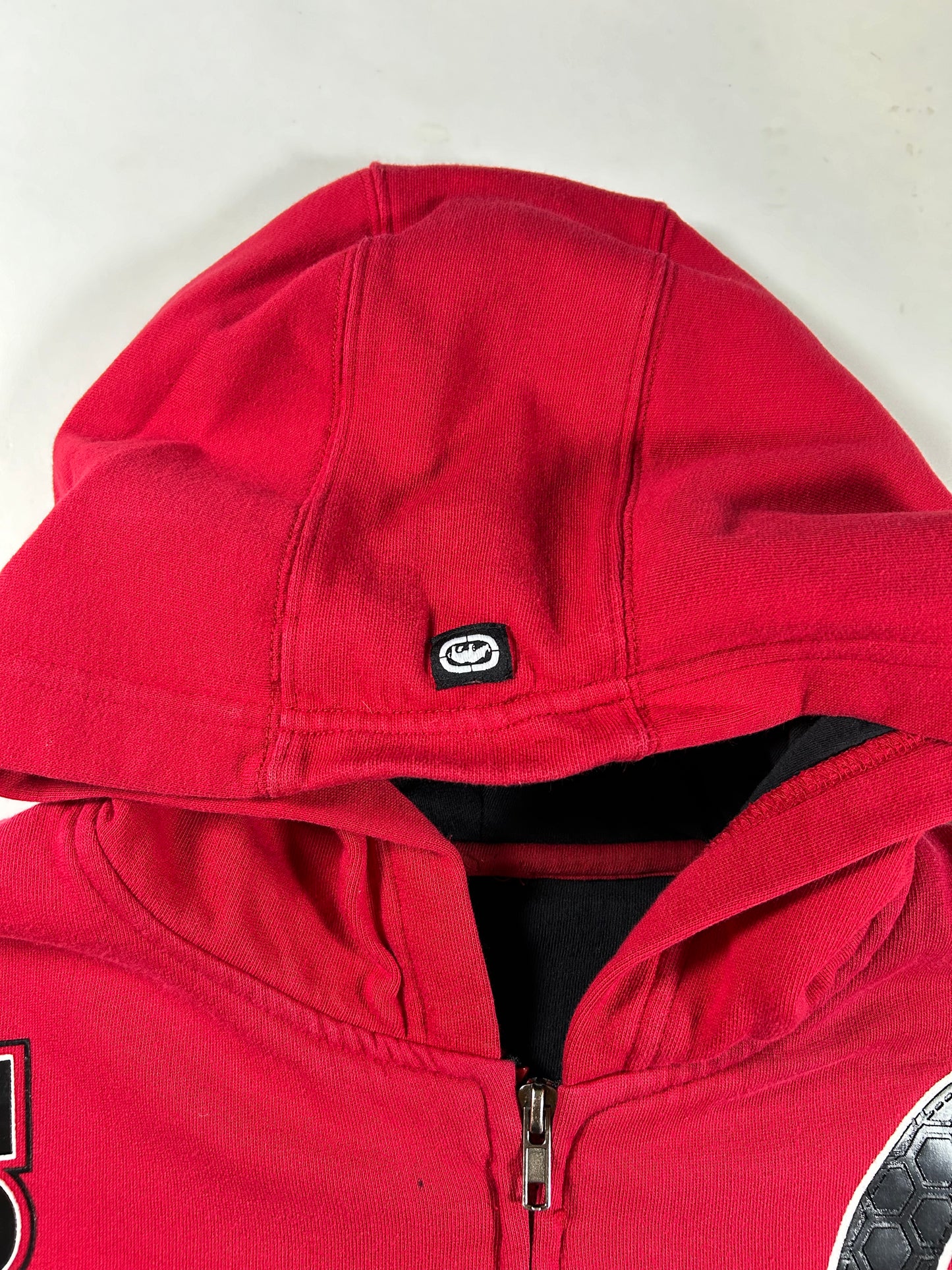 Vintage Eckō Unltd. Raw & Uncut Zip Hooded Sweatshirt Medium 22.75x27.5 Inches Red As Is
