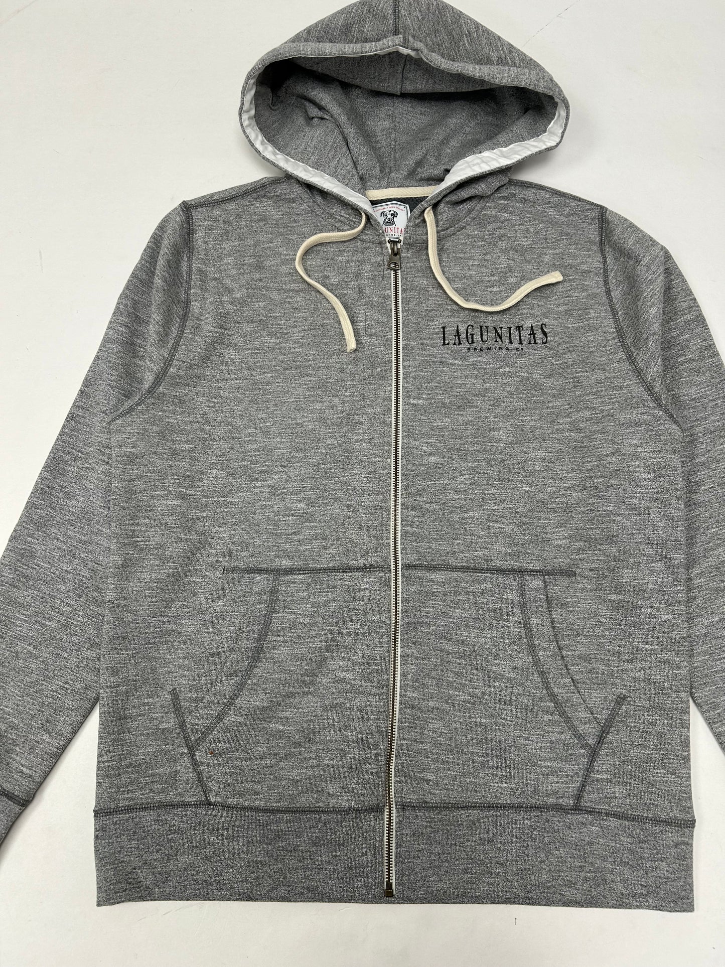 Lagunitas Brewing Company Zip Up Sweatshirt Hoodie Grey Dog Logo Medium Clean