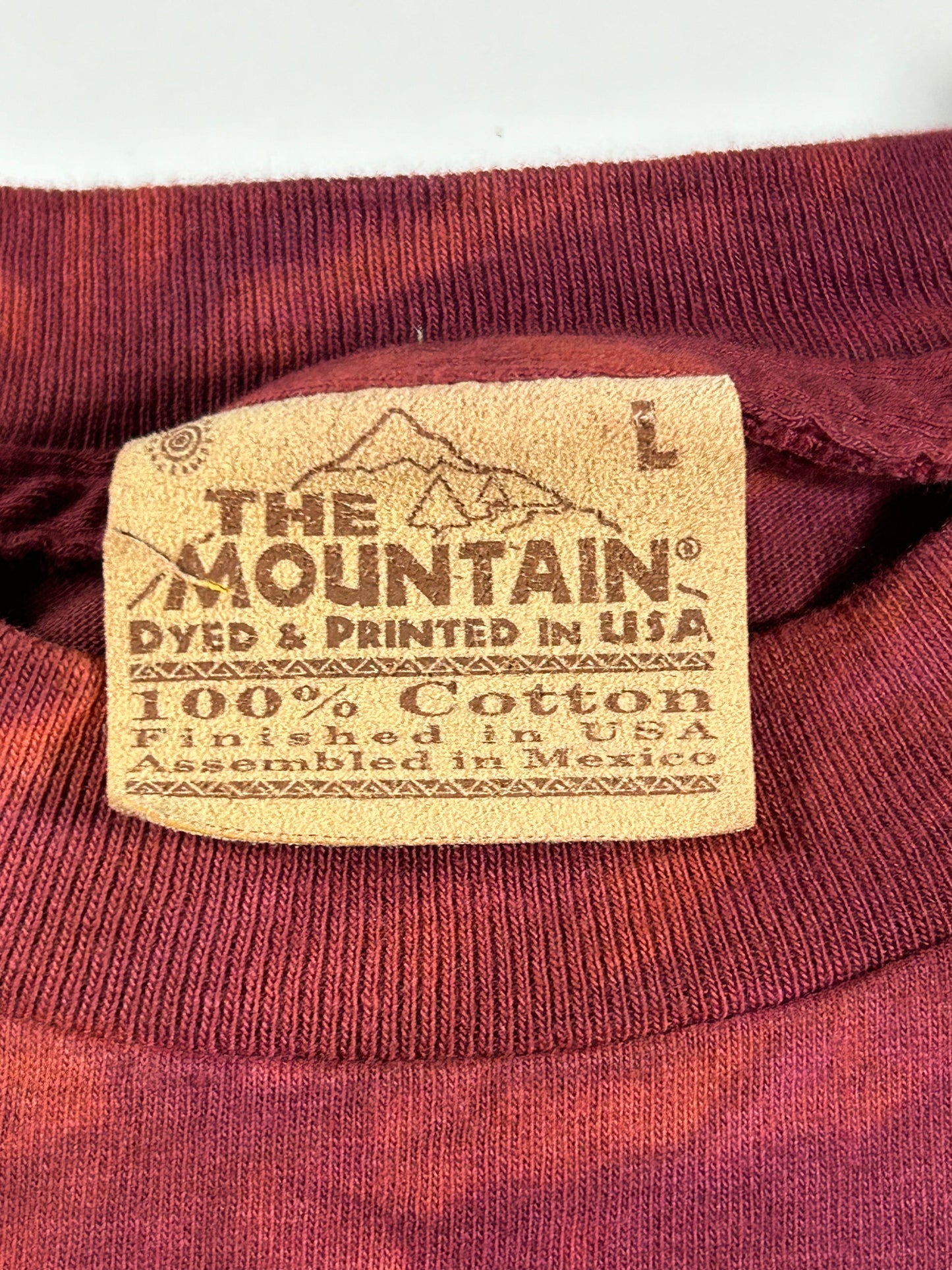 Vintage 96’ The Mountain Red Native American Tie Dye Graphic T-Shirt Large 22x32 Inches As Is