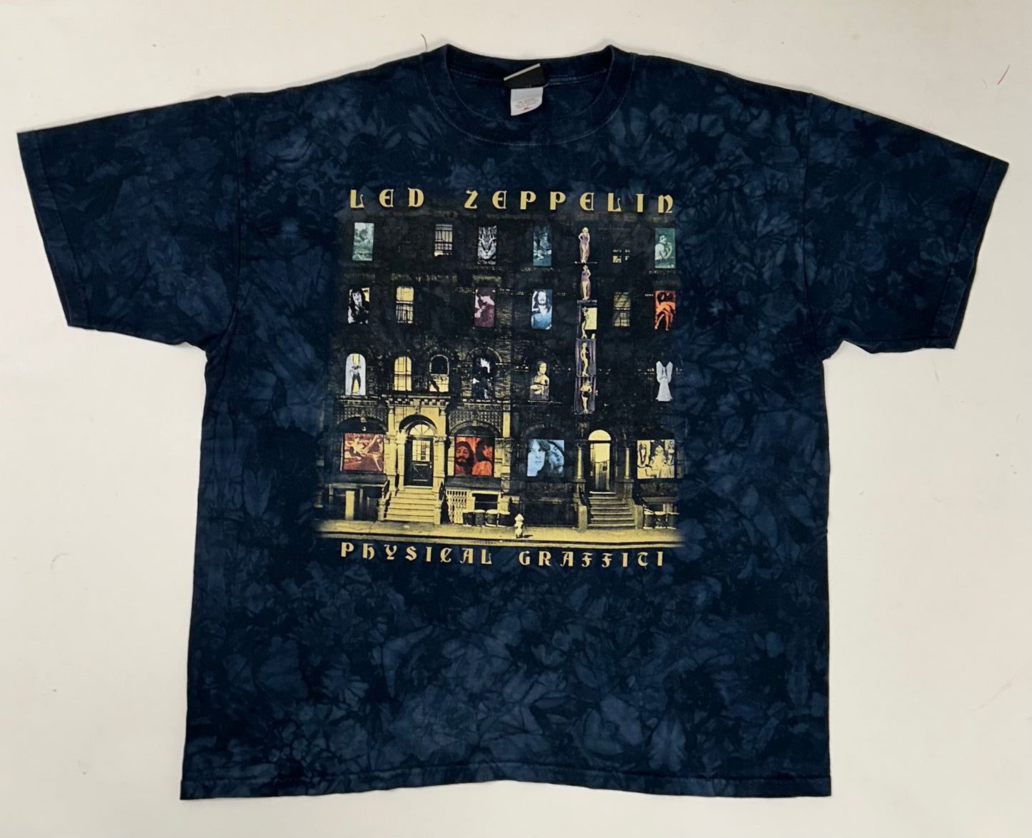 Vintage 00s Liquid Blue Led Zeppelin Physical Graffifi Music Band Tie-Dye Tee XL Big Fit Anvil Tag 25x29.5 Inches