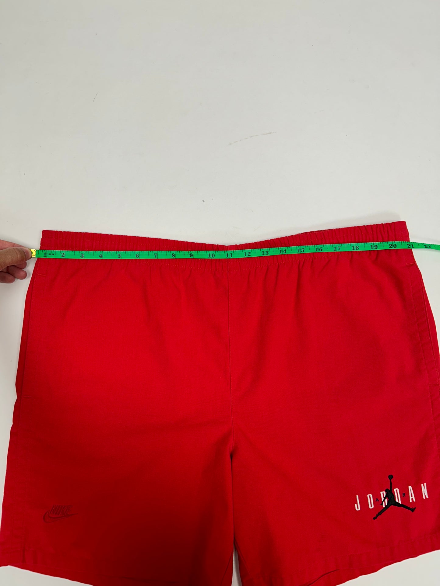 Vintage Nike Air Jordan 'Spellout Logo' Red Drawstring Shorts 1991 Rare Large Fit Big 21x20 Inches