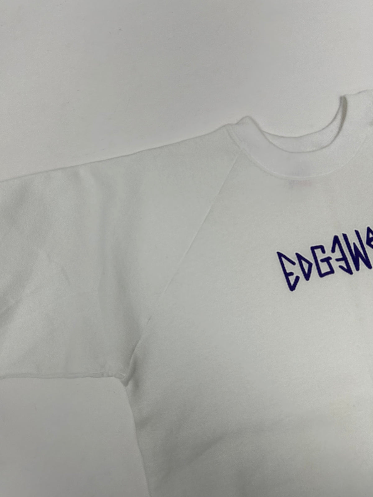 Edgewood NJ first edition “Deeper Than The Roots.” Crewneck Sweatshirt Tagged XL Can Fit Large 23.75x28 Inches Ragland Fruit Of The Loom White
