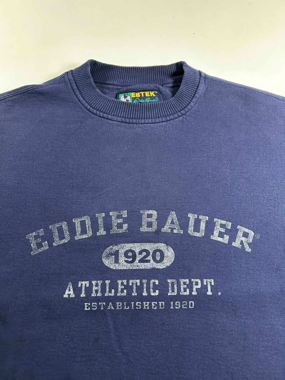 Vintage Eddie Bauer Athletic Department Crewneck Sweatshirt EBTEK 27x28 Inches Large As Is Has Wear & Marks