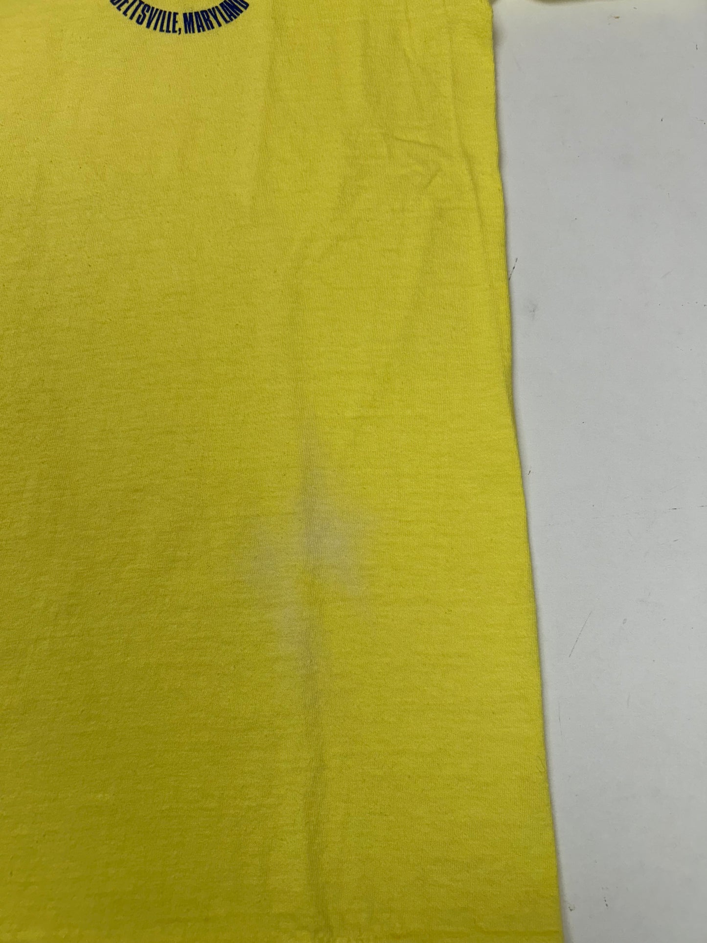 Vintage District Photo Inc Beltsville, Maryland Promo Tee 80s Hanes Beefy T Medium Fit 19.5x27.5 Inches Yellow As Is