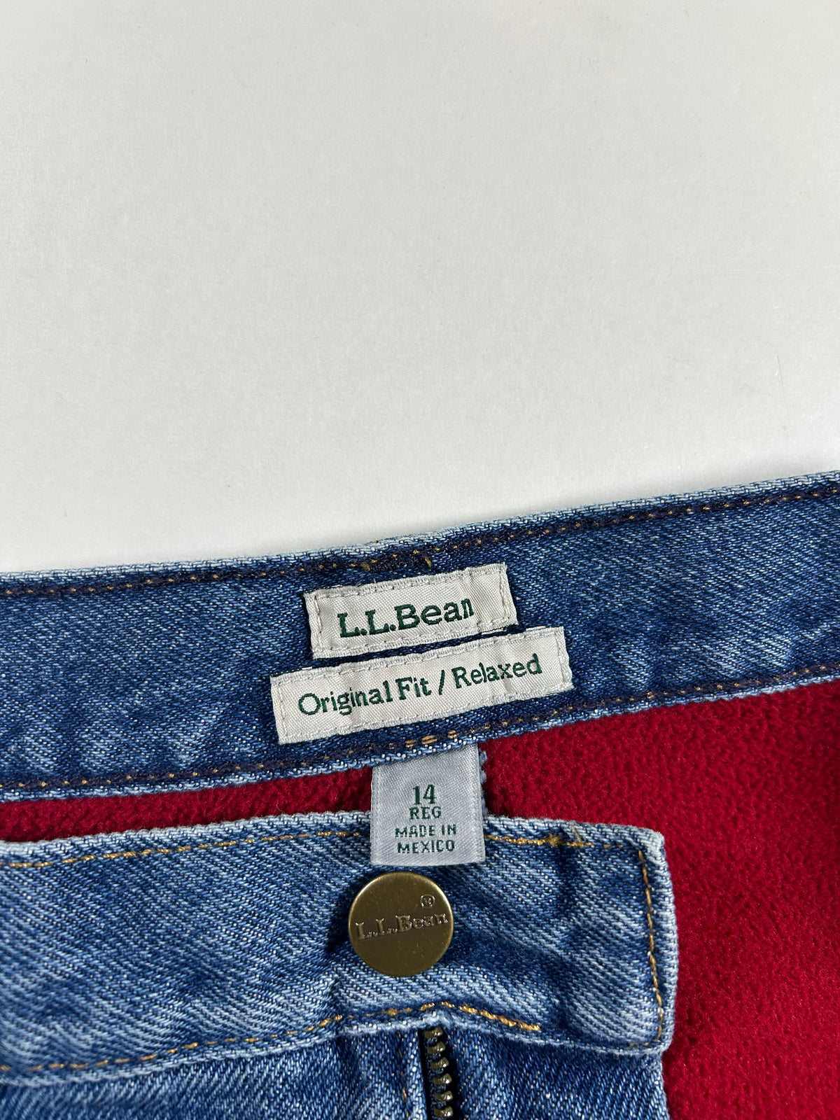 Vintage LL Bean Fleece Lined Jeans W14 Original/Relaxed Fit Lined Quality Denim Tagged 14 16.5x41.75 Inches