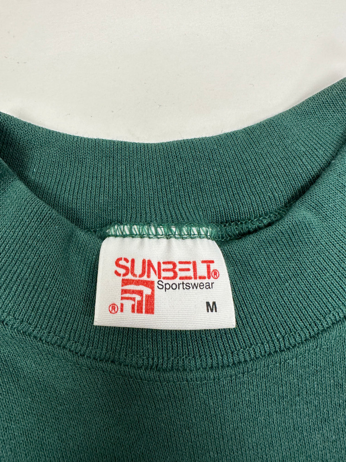 Edgewood NJ “Deeper Than The Roots.” First Edition Crewneck Sweatshirt Tagged Medium Can Fit Small 20x25.5 Forest Green Sunbelt Raglan Style USA 50/50