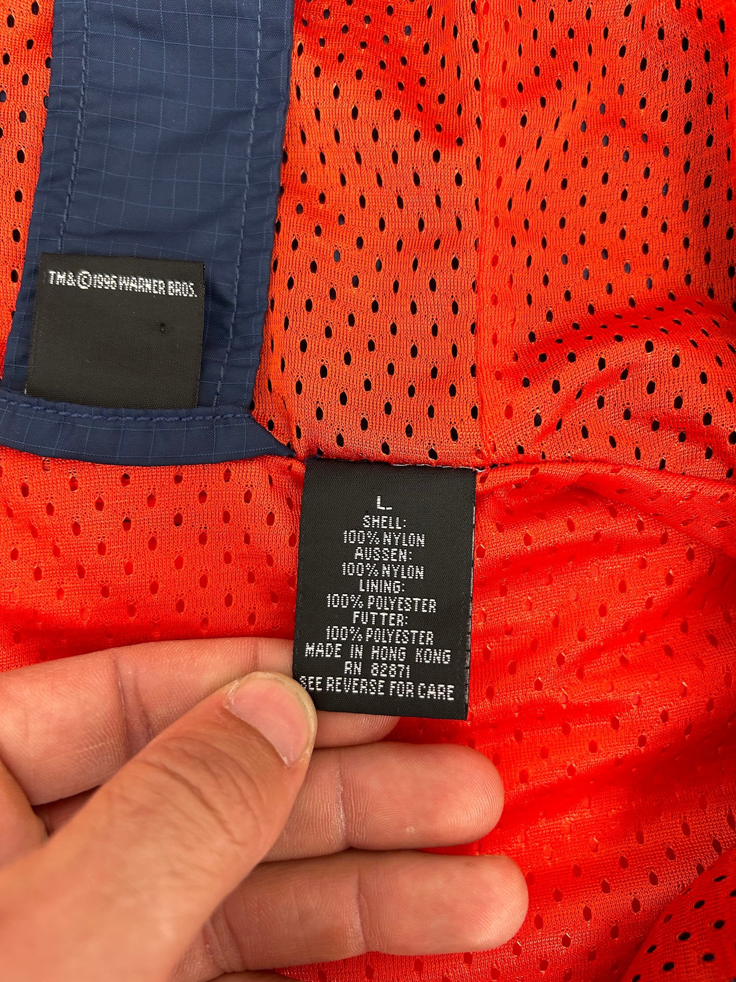 Vintage 1996 Warner Bros. Looney Tunes Bugs Bunny Longitude/Latitude Windbreaker Jacket Large 27.25x29.25 Inches Can Fit XL