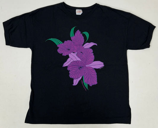 Vintage Crazy Shirts Hawaii T-Shirt Floral Iris Single Stitch Women’s Small 19.25x23.5 Inches USA
