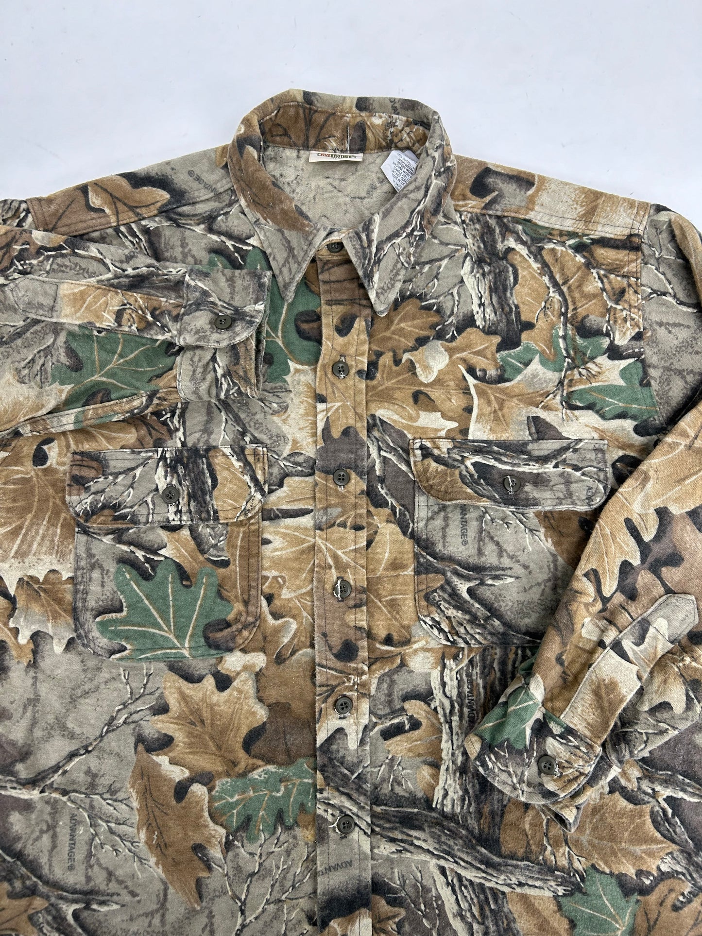 Vintage Five Brother Camo Vantage Flannel Button Up Shirt 5226 4701-ADV Large 25x29.5 Inches