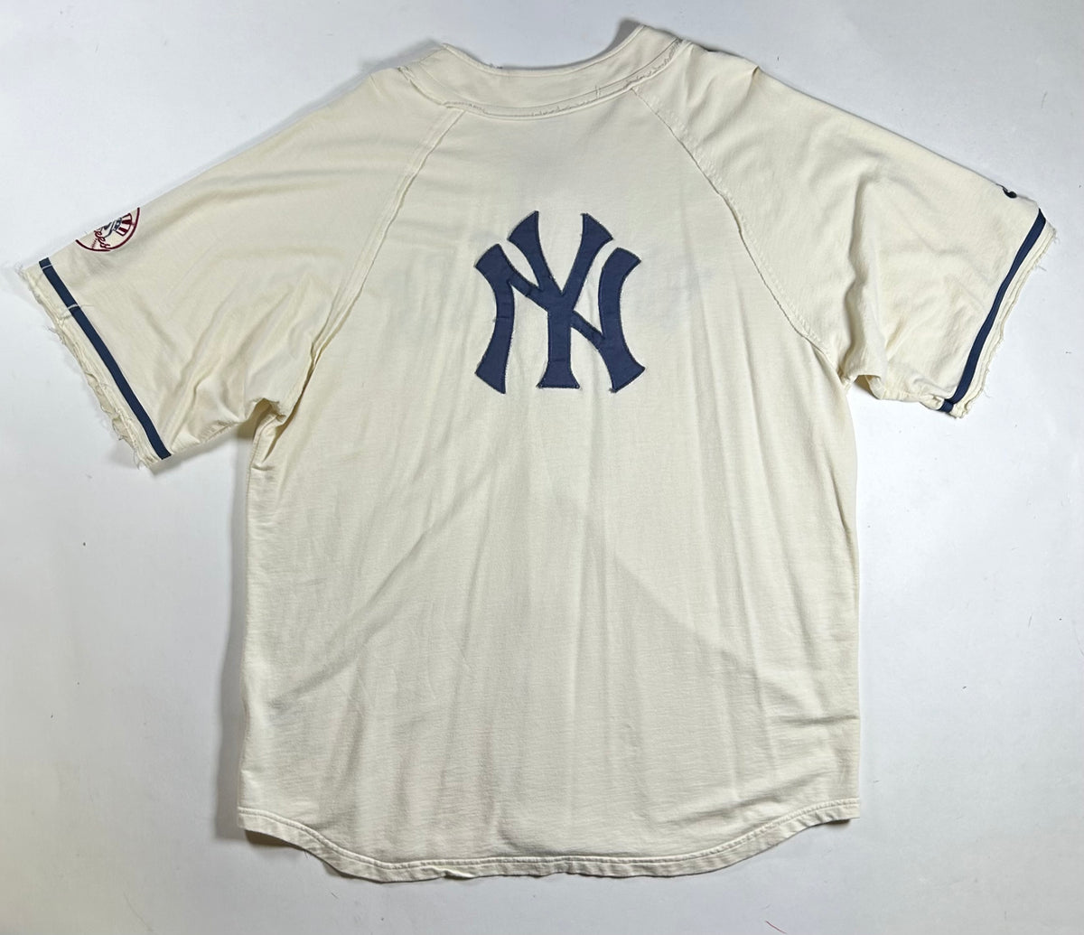 Vintage 2000s Nike Team New York Yankees Baseball Jersey Blank Cream L/XL 25x32.5 Inches