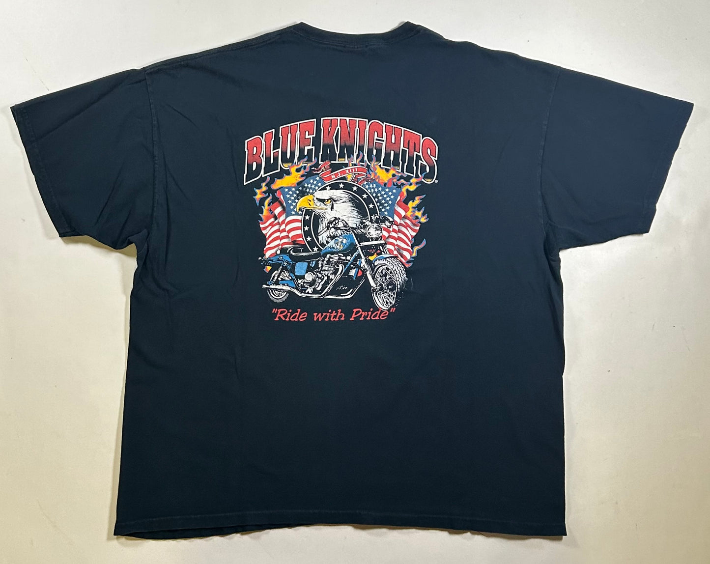 2000s Blue Knights New Jersey Ride With Pride America Eagle USA Motorcycle Tee 2XL 26.25x29.75 Inches