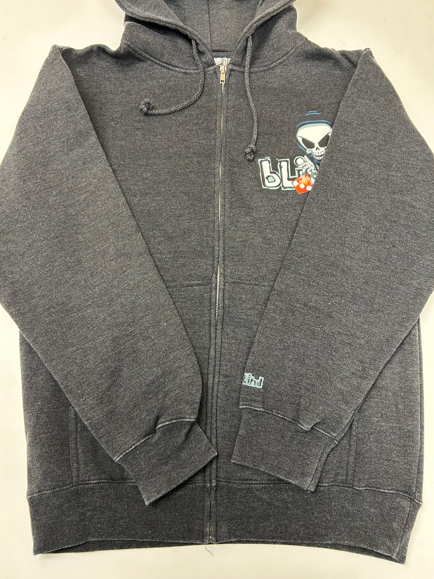 Vintage 00s Blind Skateboards Reaper Dice Logo Full Zip Skate Hooded Sweatshirt Brand New With Tag Small 21x28 Inches 2000s Y2K