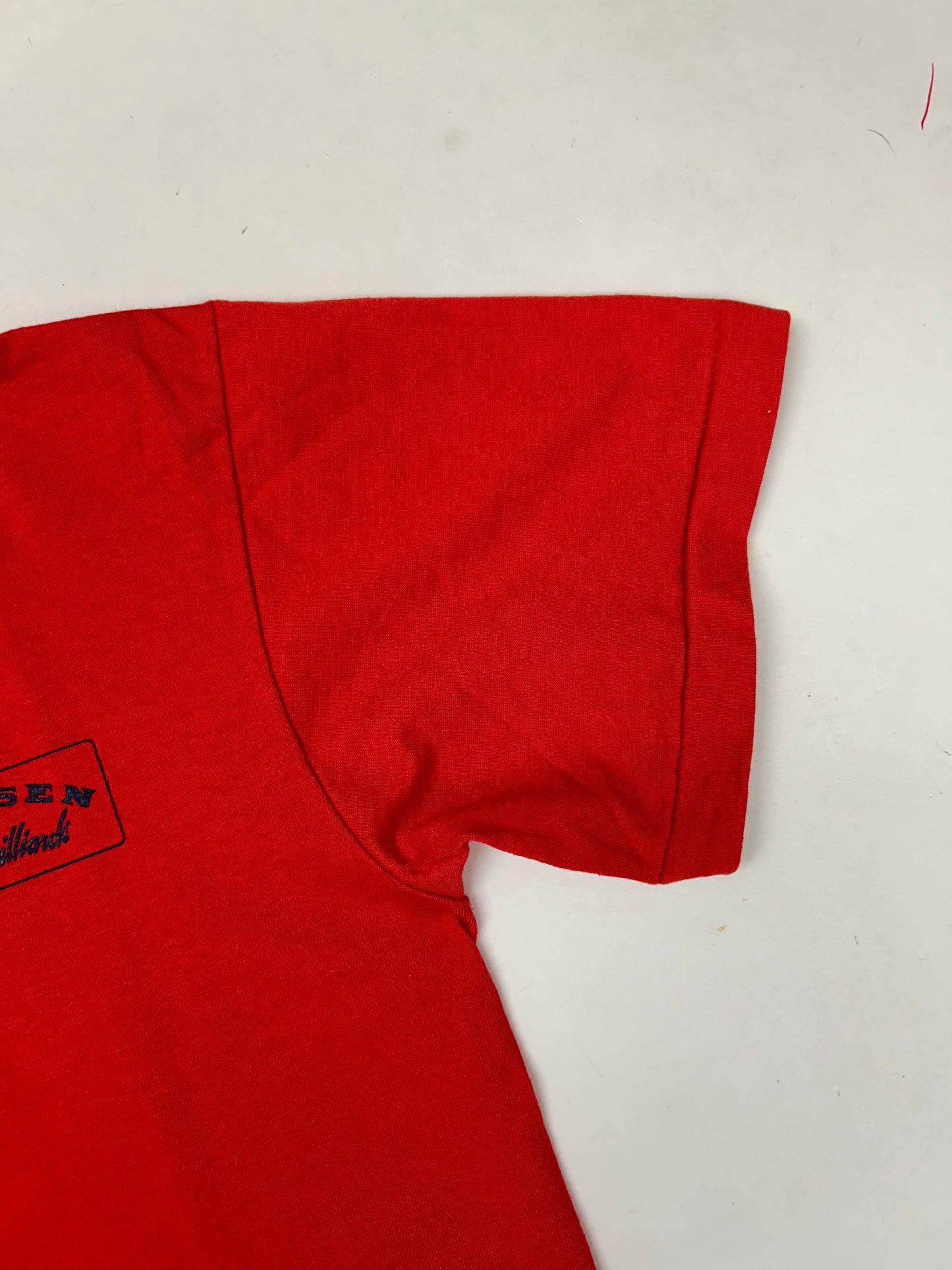 Vintage Olhausen Pool Table Mfg Billiards Brand Shirt Made In USA Red Medium 19x27 Inches