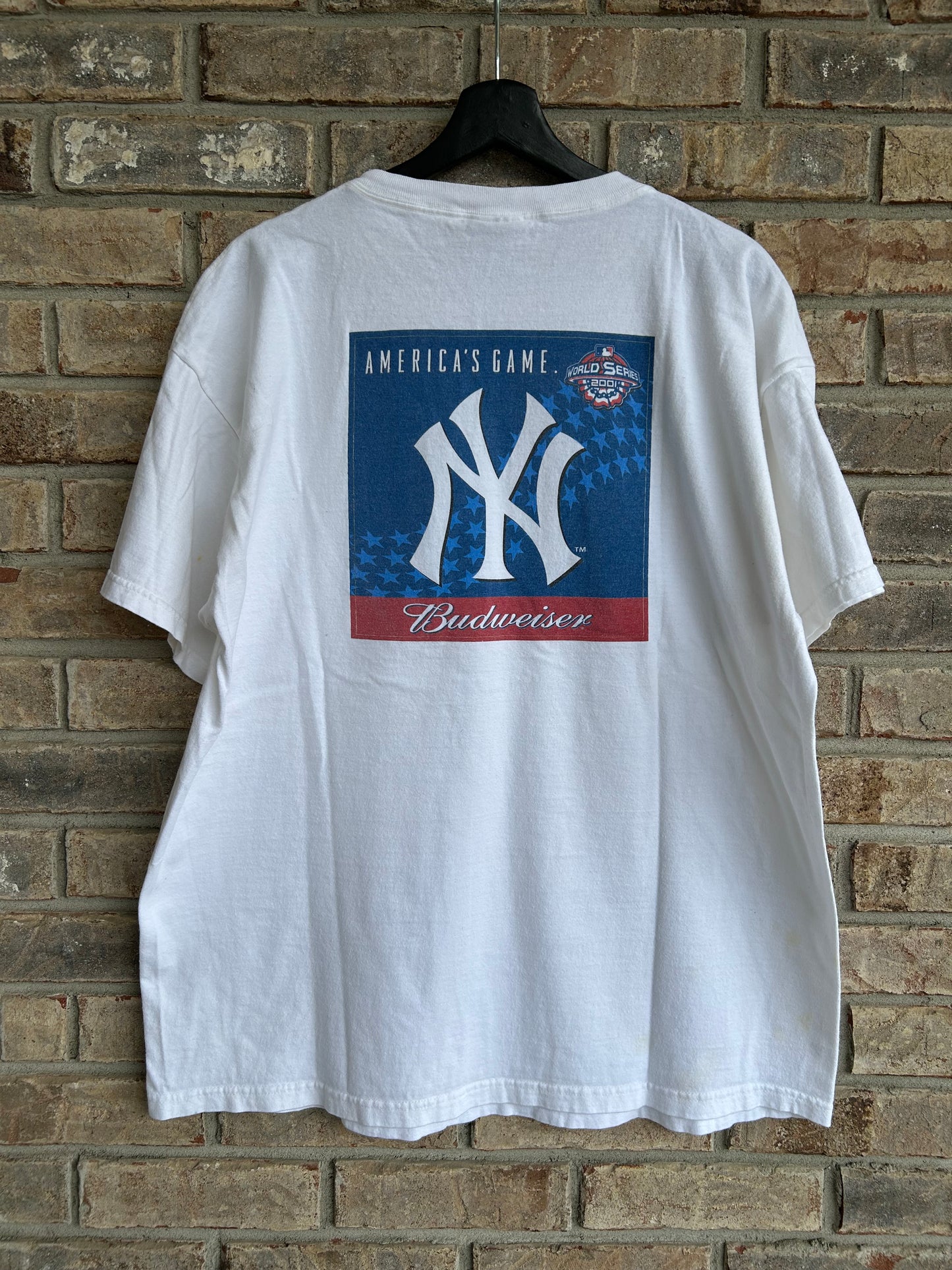 Vintage 2001 New York Yankees Budweiser Baseball Tee As Is Stained Throughout.