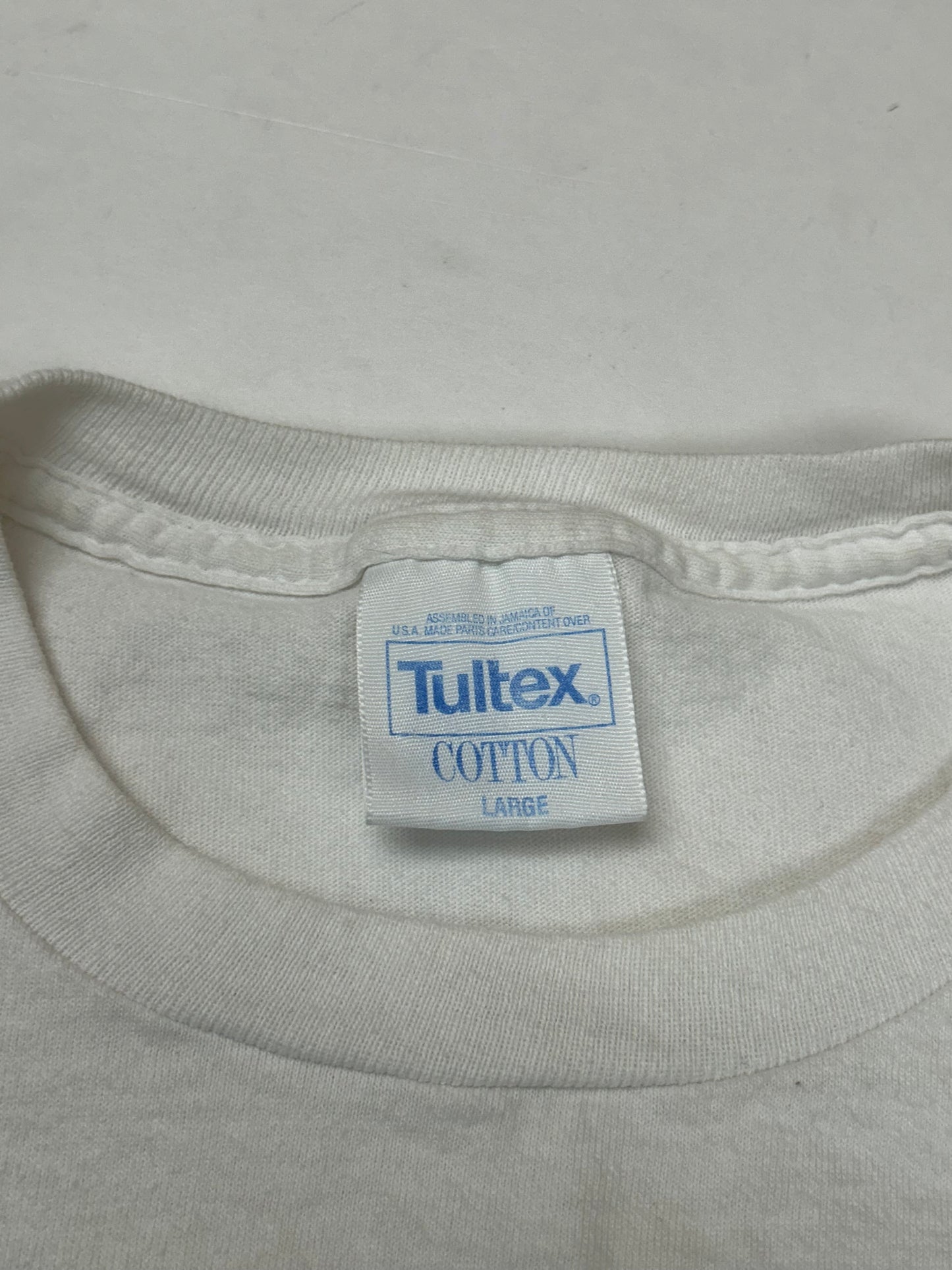 Vintage 1992 Chicago Bulls 2 Time NBA World Champs Caritcure Team Salem Sportswear Graphic Tee Large/Medium Fit 20.75x Inches