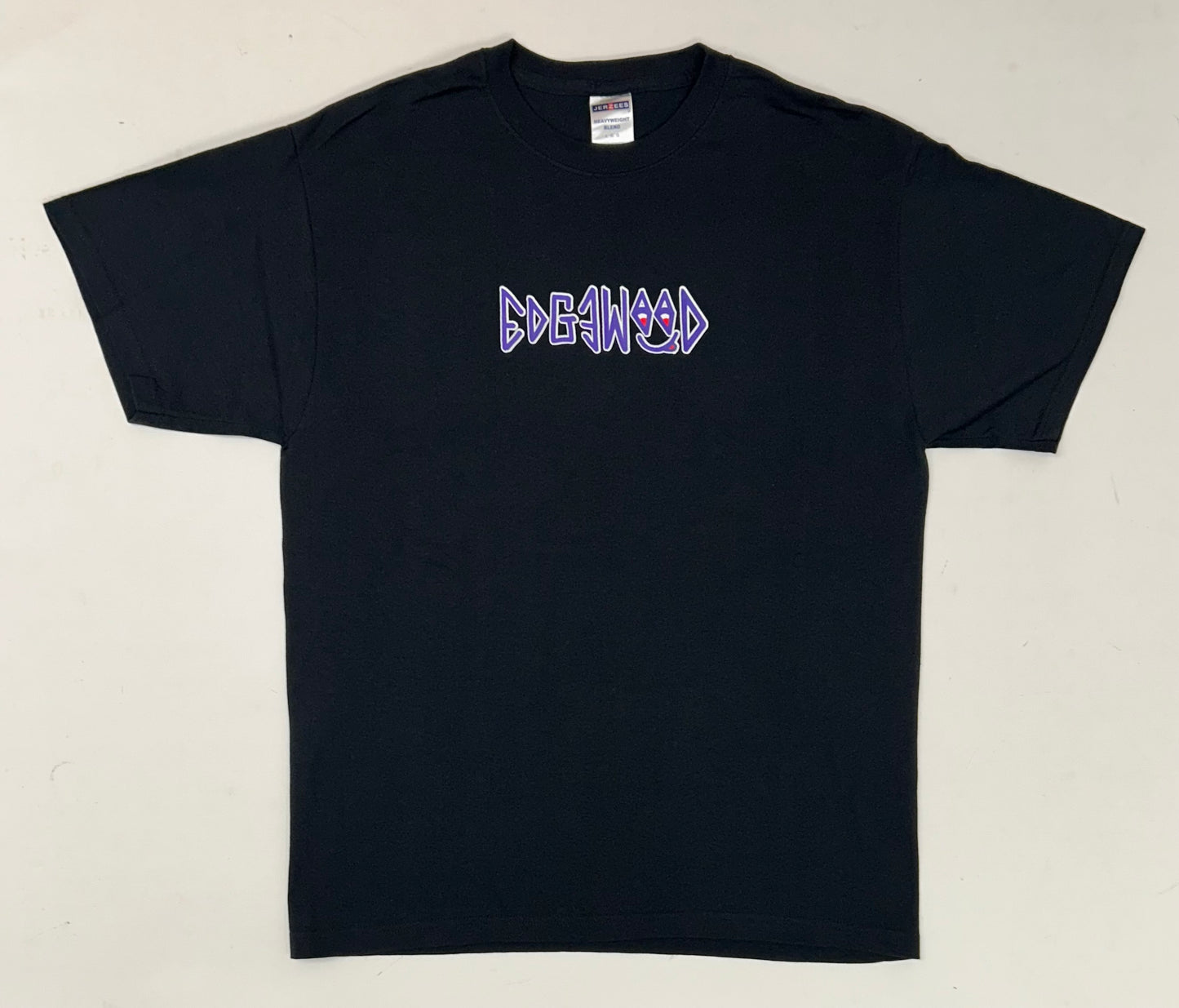 Edgewood NJ first edition “Deeper Than The Roots.” Tee Large 21x28.5 Inches 00s Jerzees 50/50 Blend Made In El Salvador Black