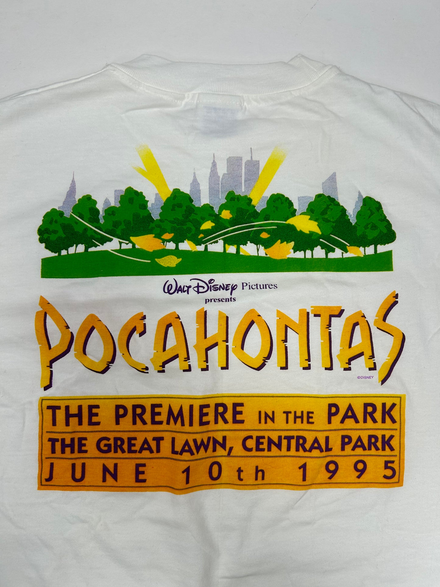 Vintage 90s Pocahontas The Premiere In The Park Central Park Disney Movie Promo Tee XL 24.25x31 Inches Clean