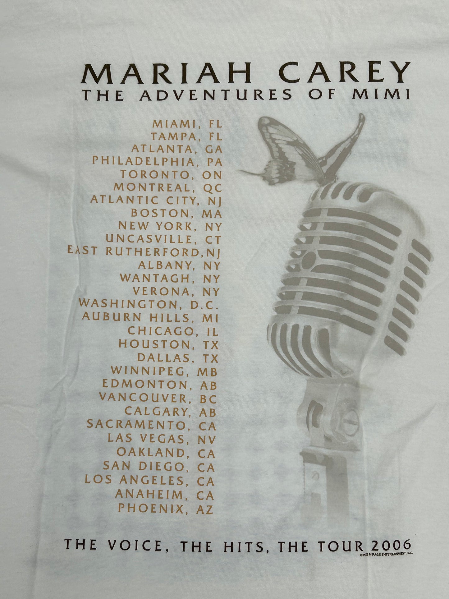 Vintage Mariah Carey Adventures Of Mimi Concert Tour Shirt 2006 Music Tee Small 18.25x28.5 Inches