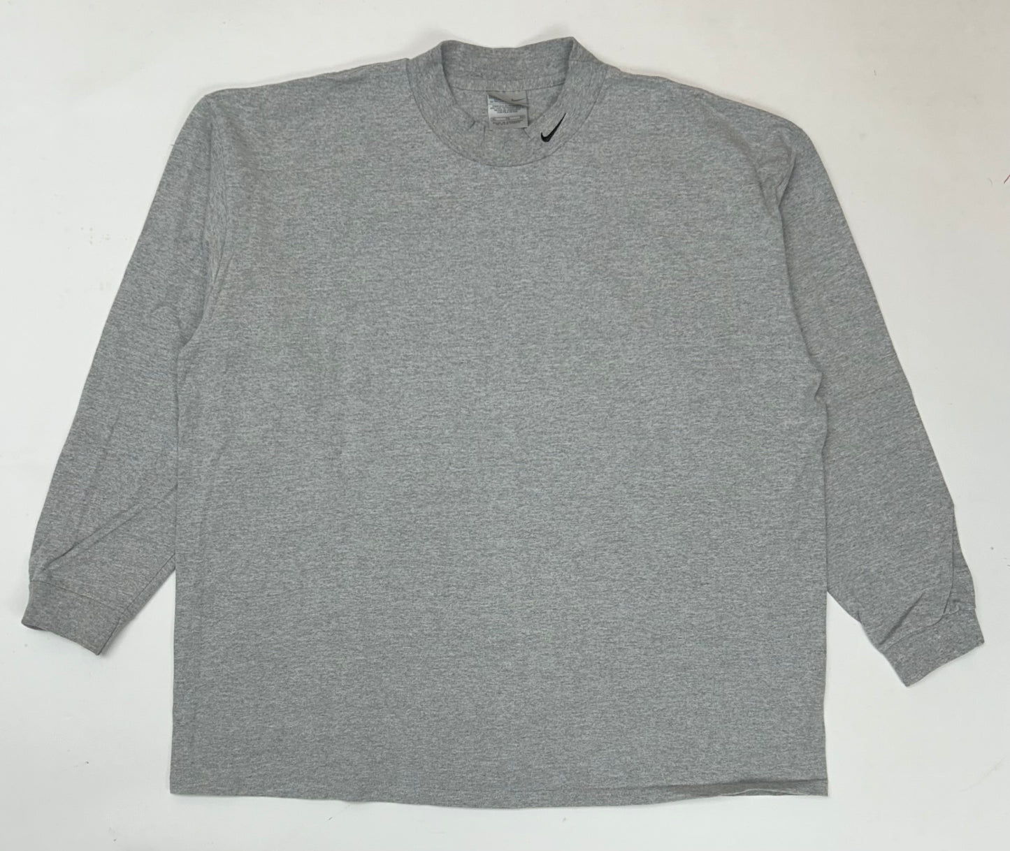 Vintage 00s Nike Swoosh Mock Neck Long Sleeve Shirt Gray Big XL 27x30.75 Inches