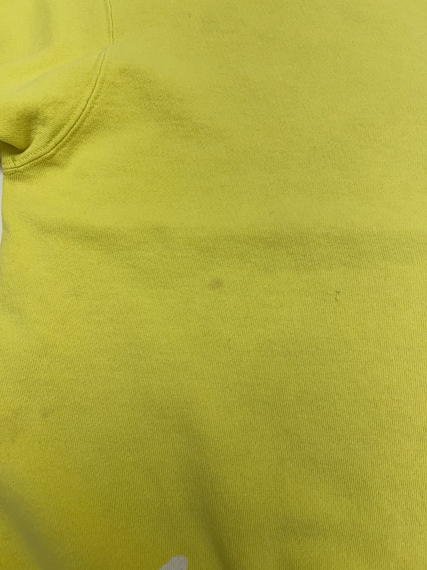 Vintage Champion Chest Script Logo Crewneck Sweatshirt Worn In Well Yellow USA Boxy Fit M/L 24.5x25 Inches As Is