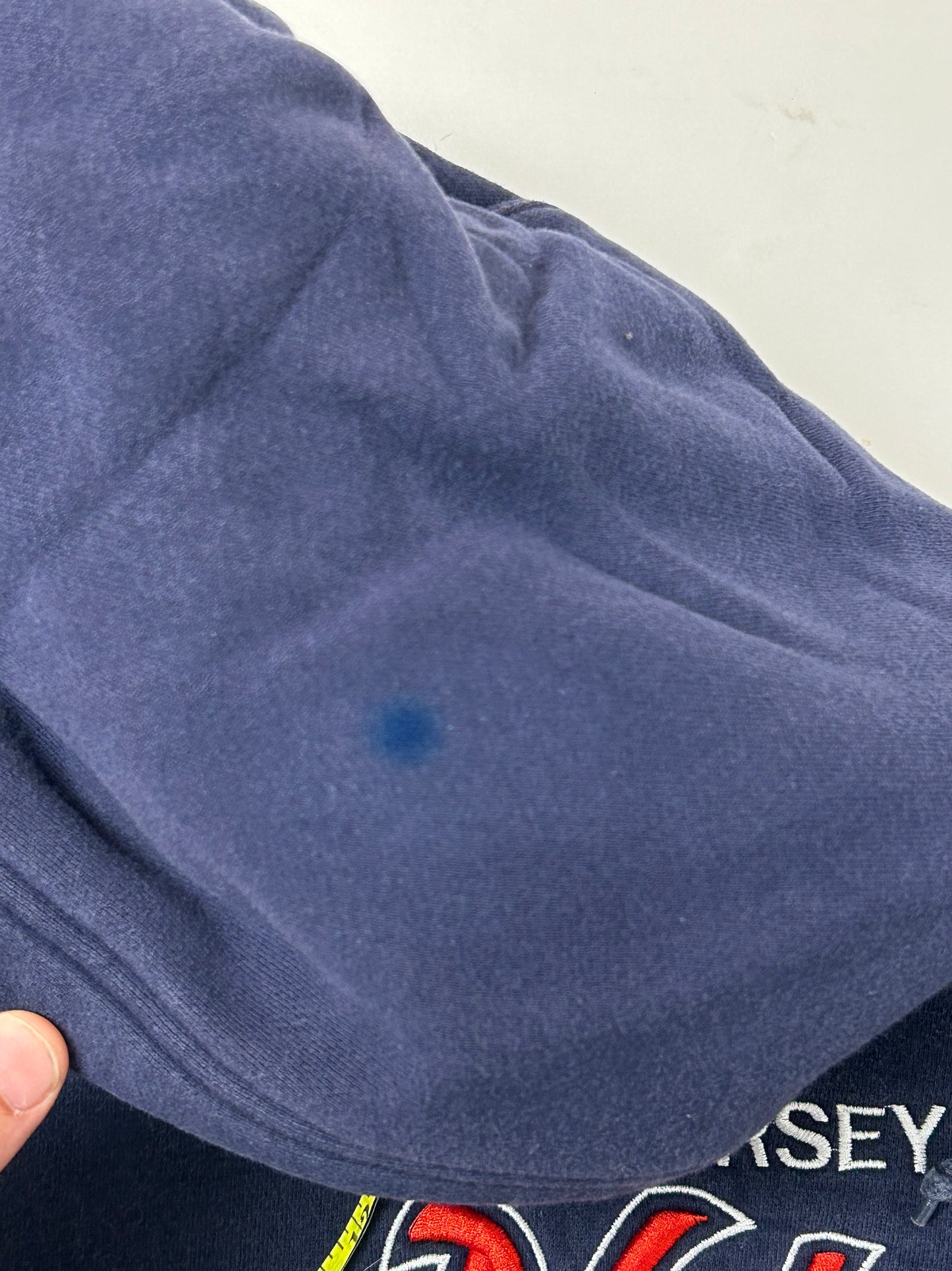 Vintage 00s Reebok New Jersey Nets NBA Hooded Sweatshirt Medium 23.25x26.5 Inches Worn Navy