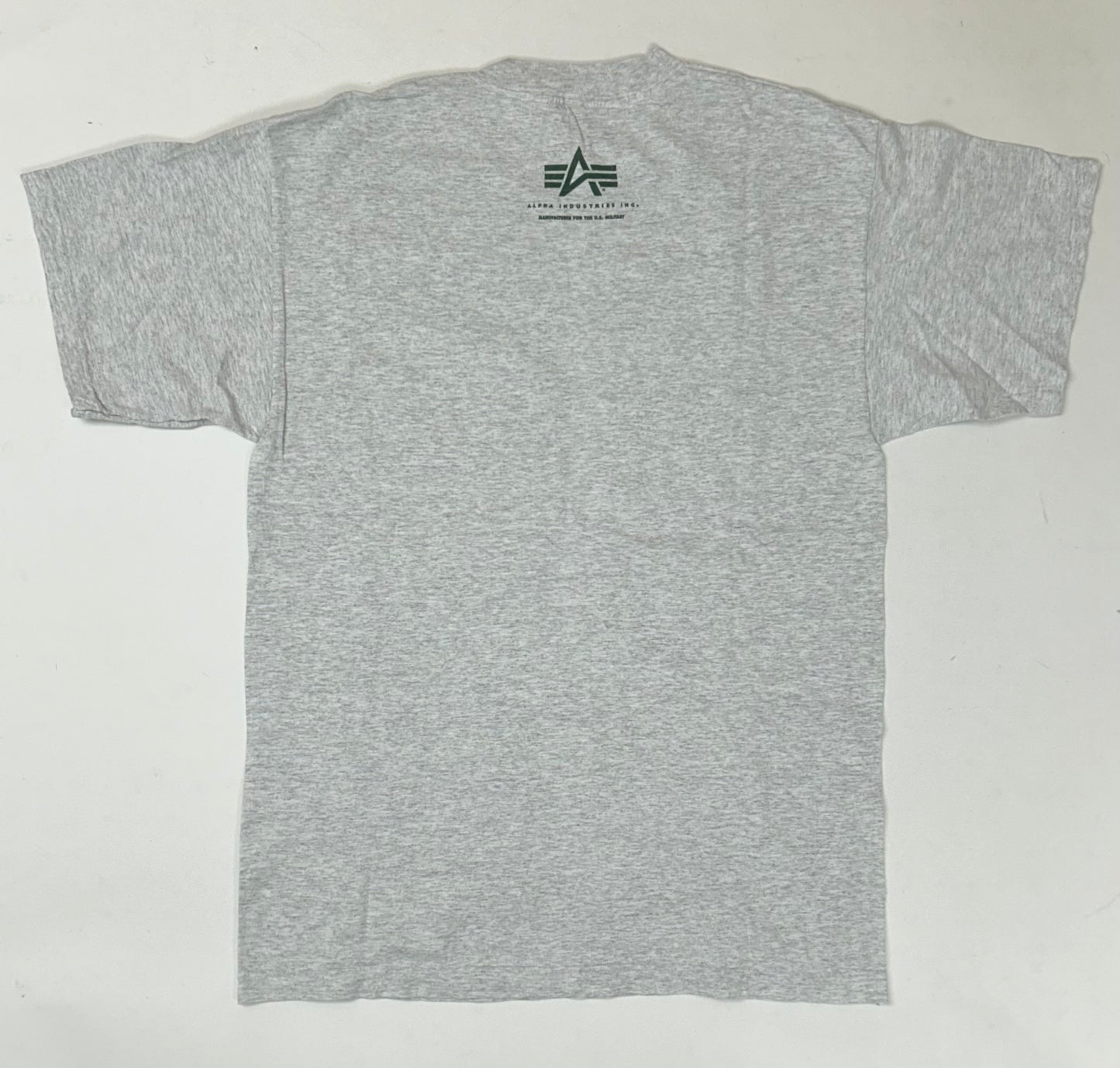 Vintage Alpha Industries Graphic T-Shirt Heather Grey Made in USA Large 21.25x30 Inches