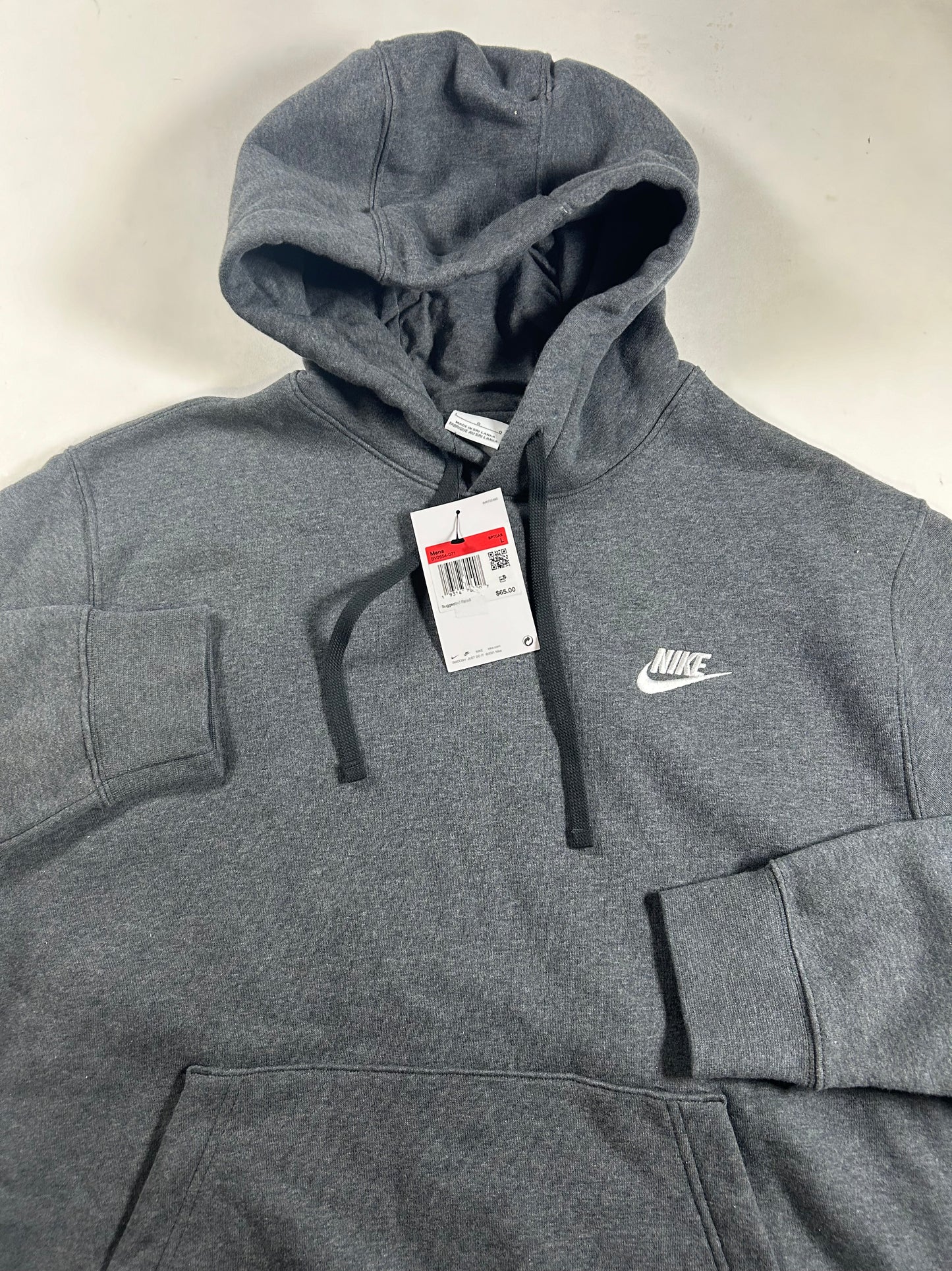 Nike Sportswear Club Fleece Hoodie BV2654-071 Sweatshirt Gray Large 24.25x28 Inches Brand New 2024