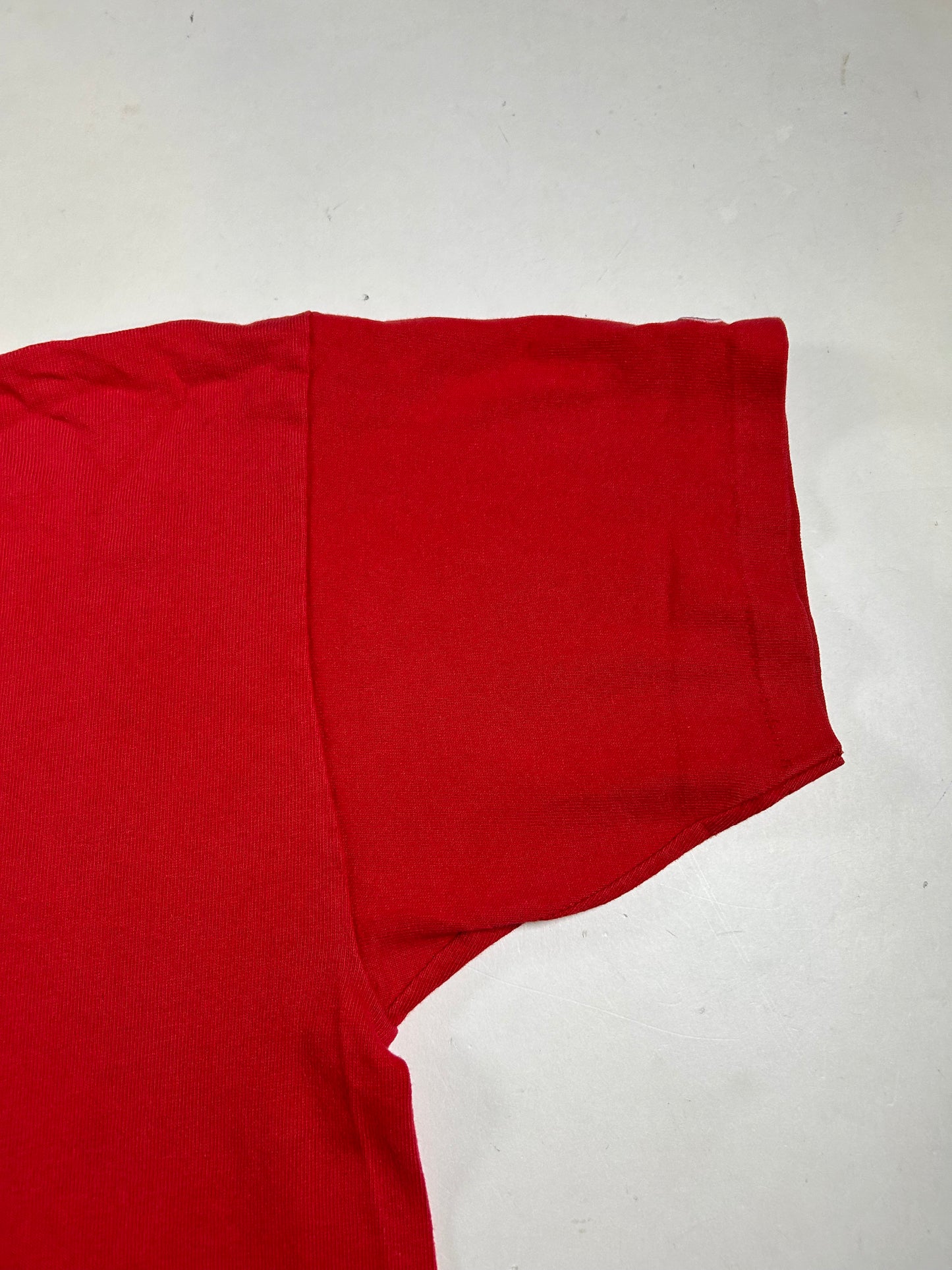 Vintage Champion Chest Script Logo Tee L/XL USA 22.25x31 Inches Red As Is