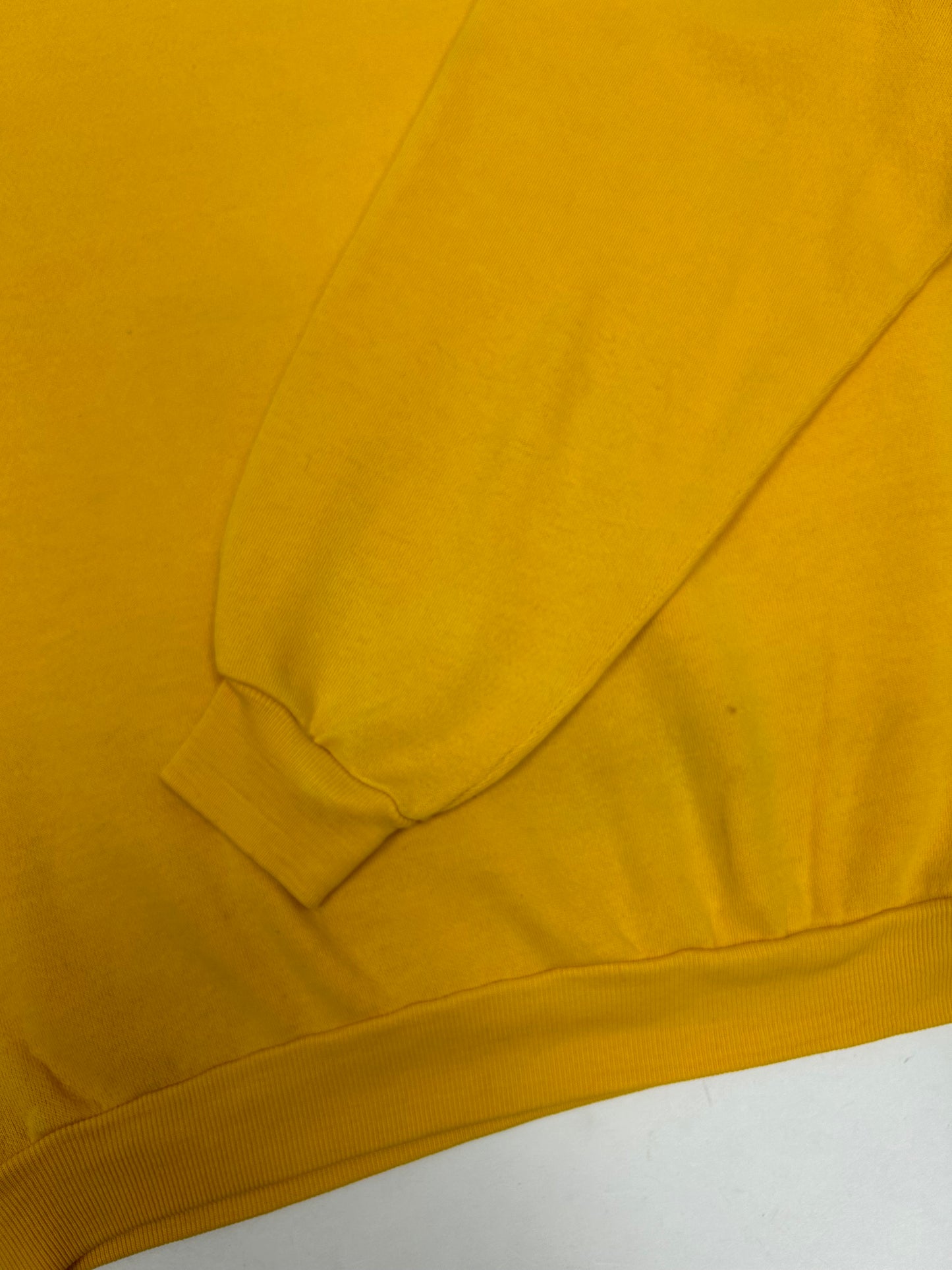 Vintage 70s Russell Athletic Sweatshirt Crewneck Blank Golden Yellow Boxy Fit 24.75x25 Inches