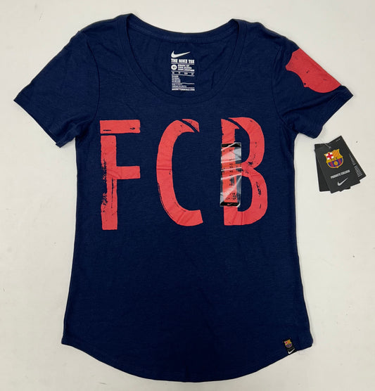 Nike FC Barcelona Heritage Soccer Women’s  Shirt Brand New XS 14.25x24.25 Inches Navy FCB