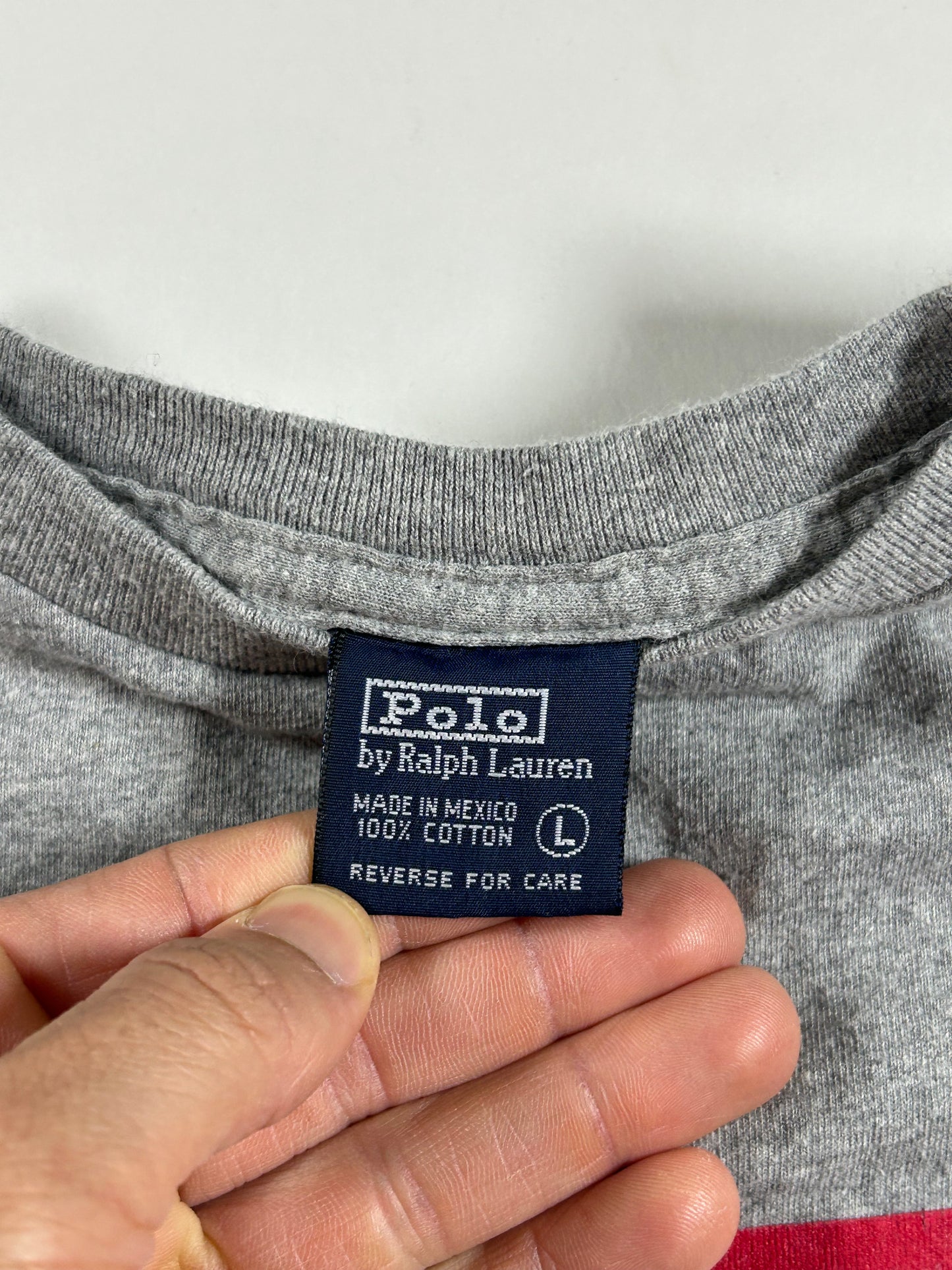 Vintage Polo Ralph Lauren USA American Flag Preppy T-Shirt Medium Fit 20.25x26 Inches