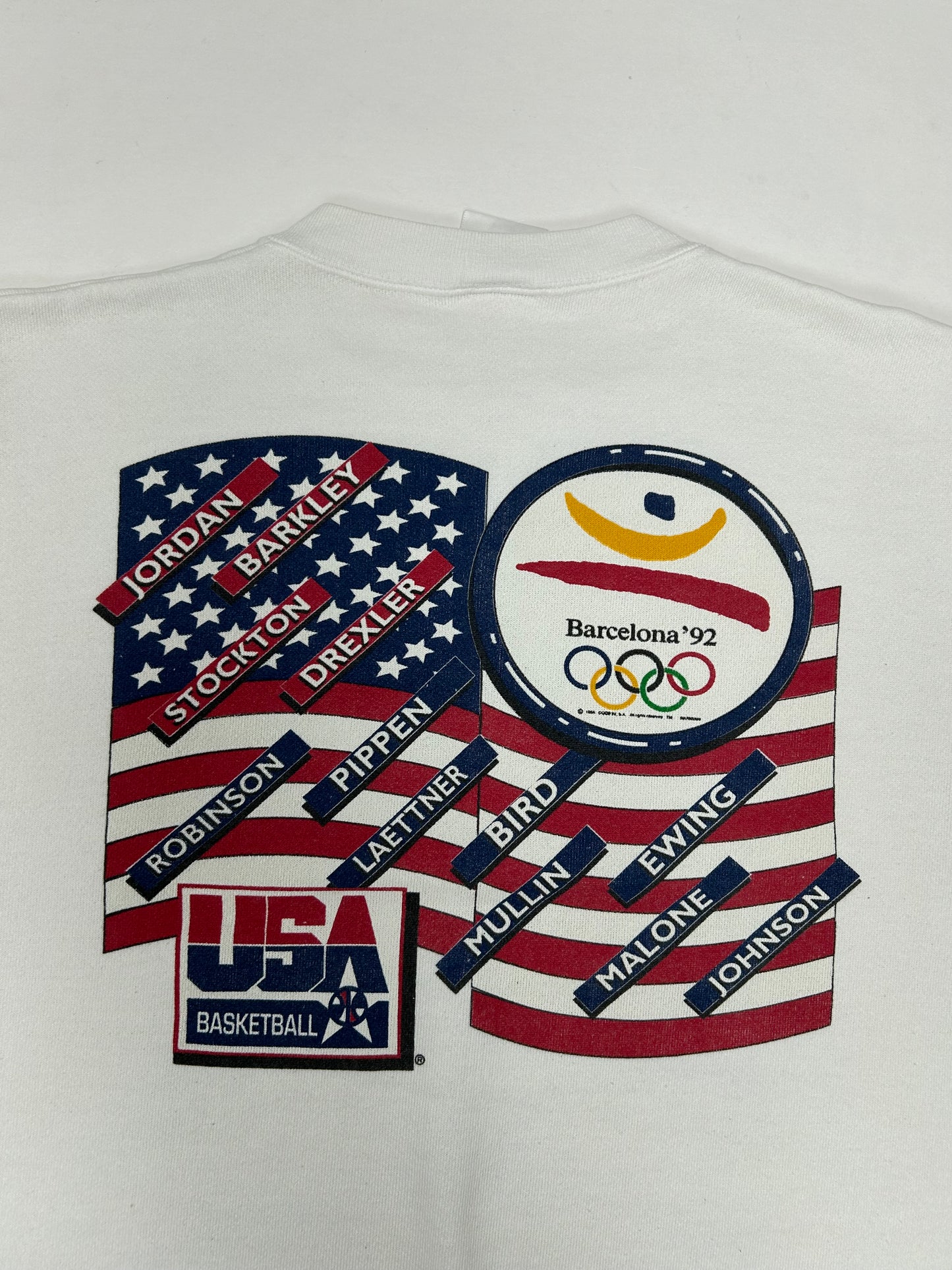 Vintage Salem Sportswear 1992 Barcelona Olympics Team USA Dream Team Caricature Crewneck Medium/Small Fit 22.5x24.75 Inches Great Wear