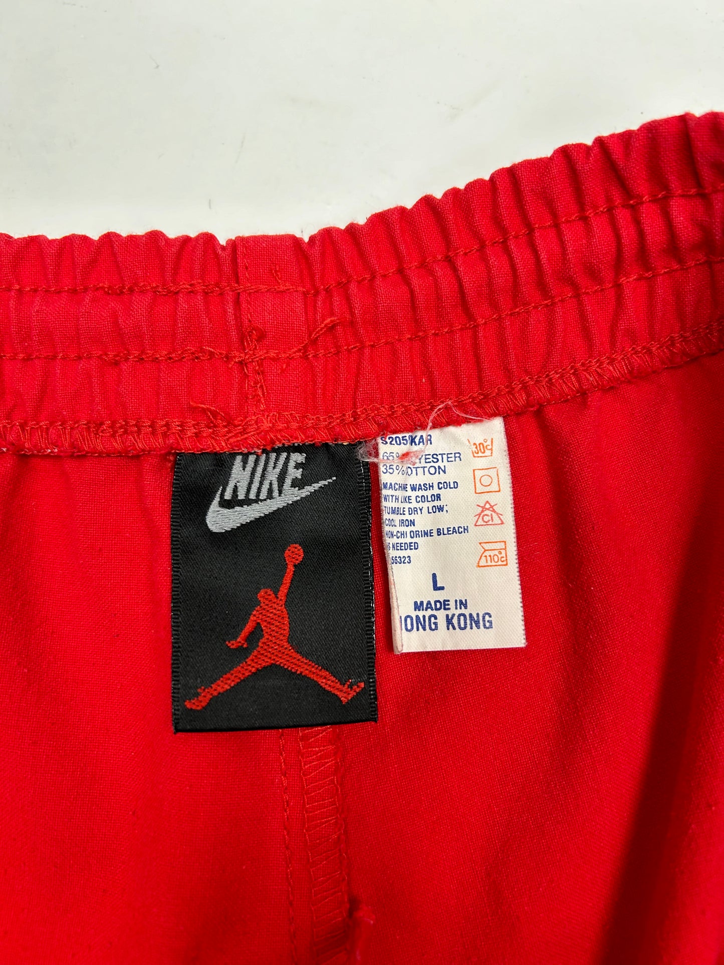 Vintage Nike Air Jordan 'Spellout Logo' Red Drawstring Shorts 1991 Rare Large Fit Big 21x20 Inches