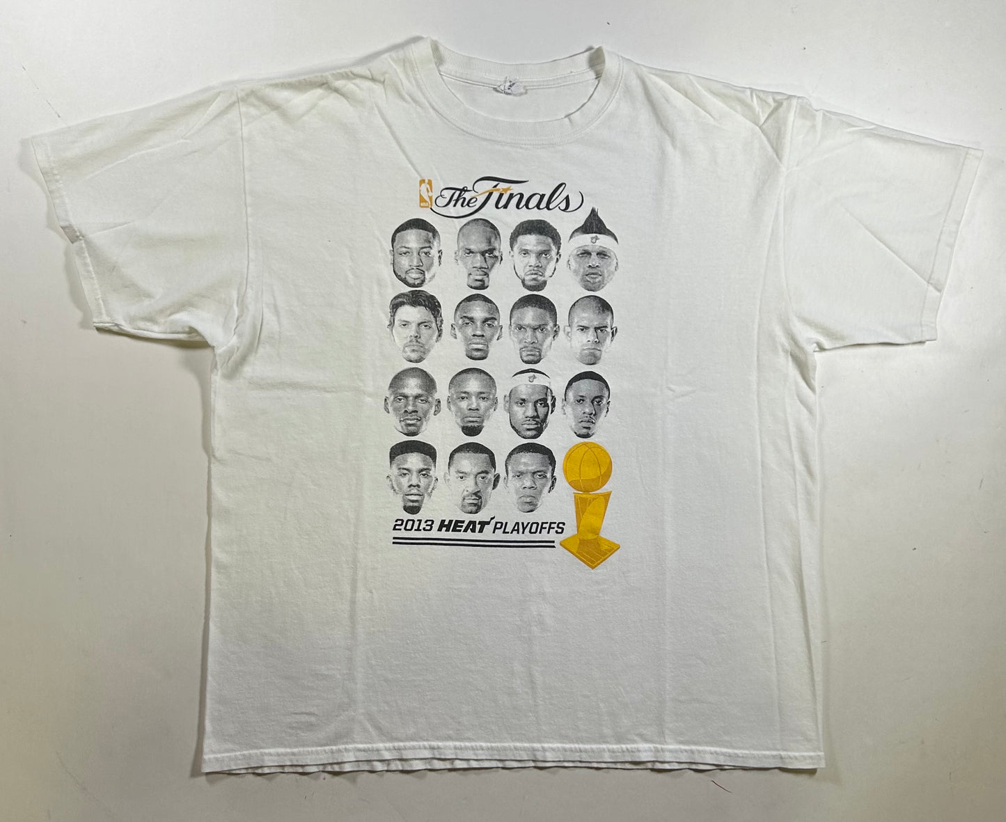 Miami Heat The Finals 2013 NBA Playoffs Players Face T-Shirt XL 23.75x27.5 Inches Anvil As Is