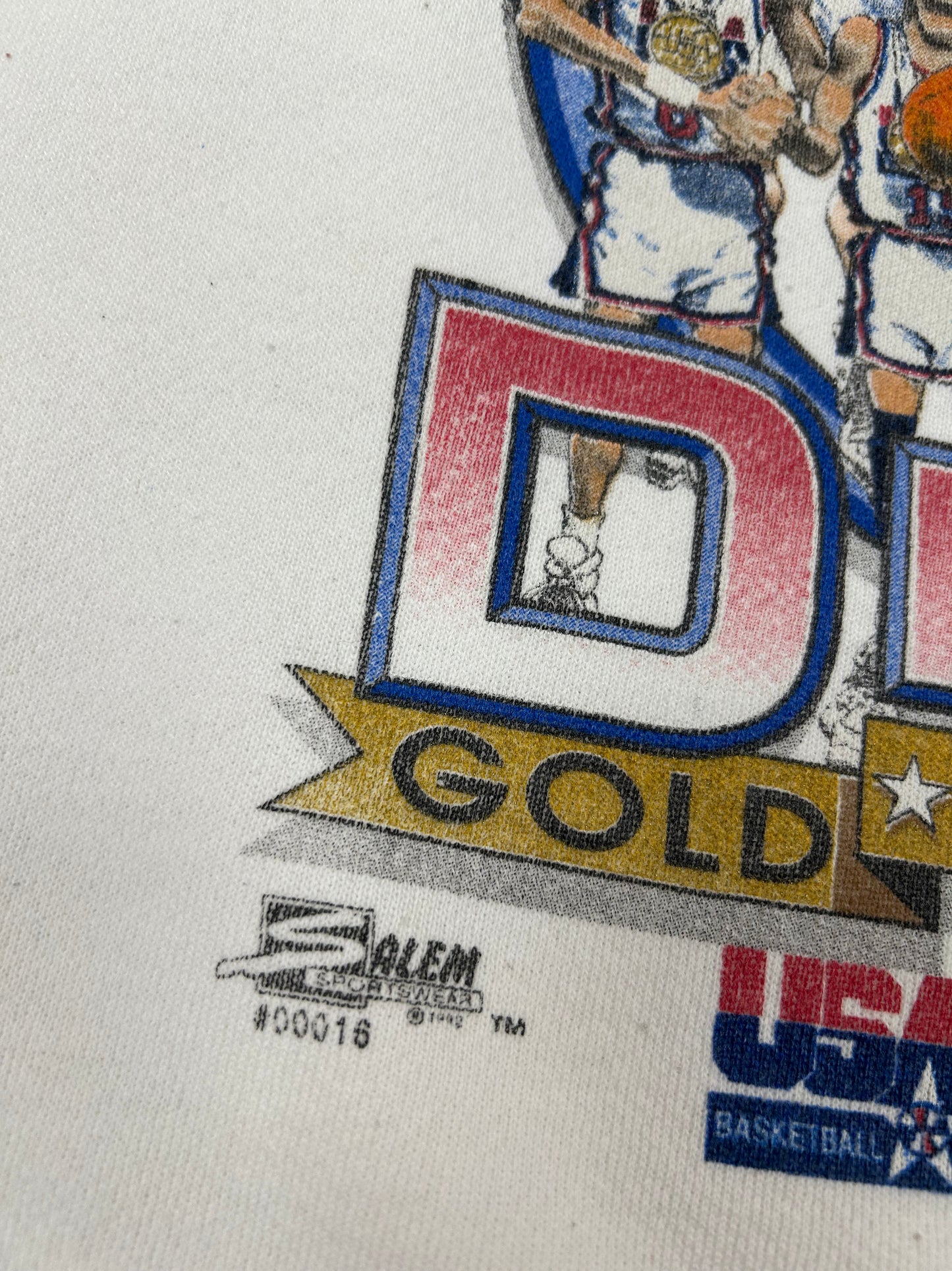 Vintage Salem Sportswear 1992 Barcelona Olympics Team USA Dream Team Caricature Crewneck Medium/Small Fit 22.5x24.75 Inches Great Wear